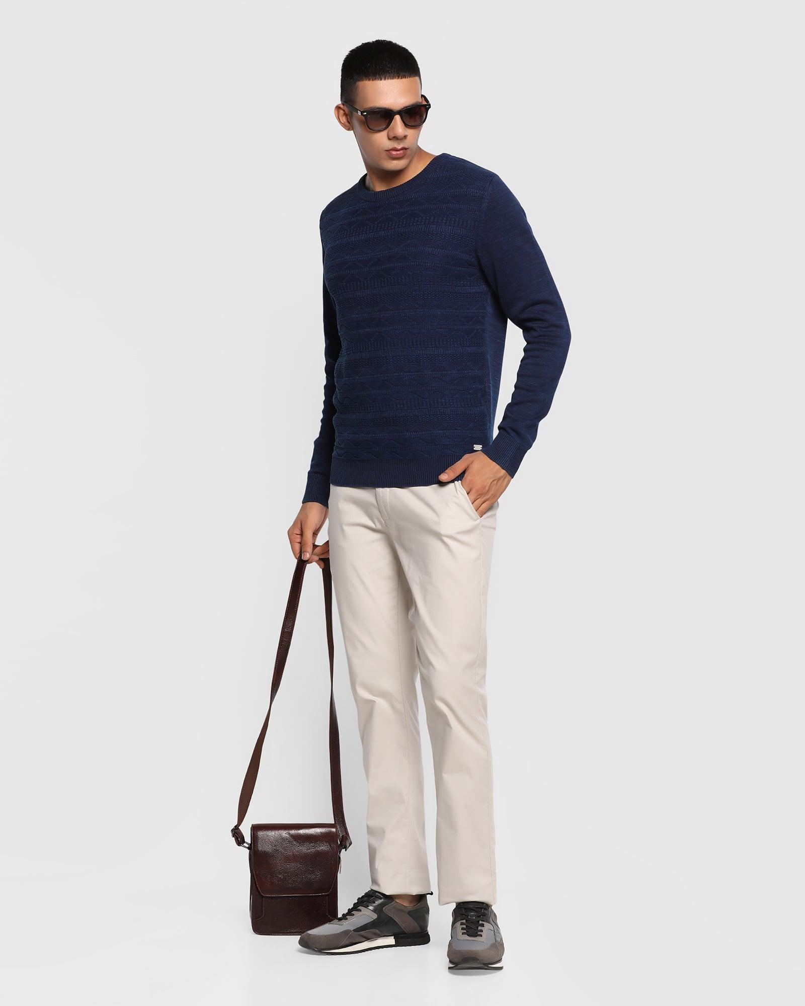Crew Neck Indigo Textured Sweater - Erin - Image 5