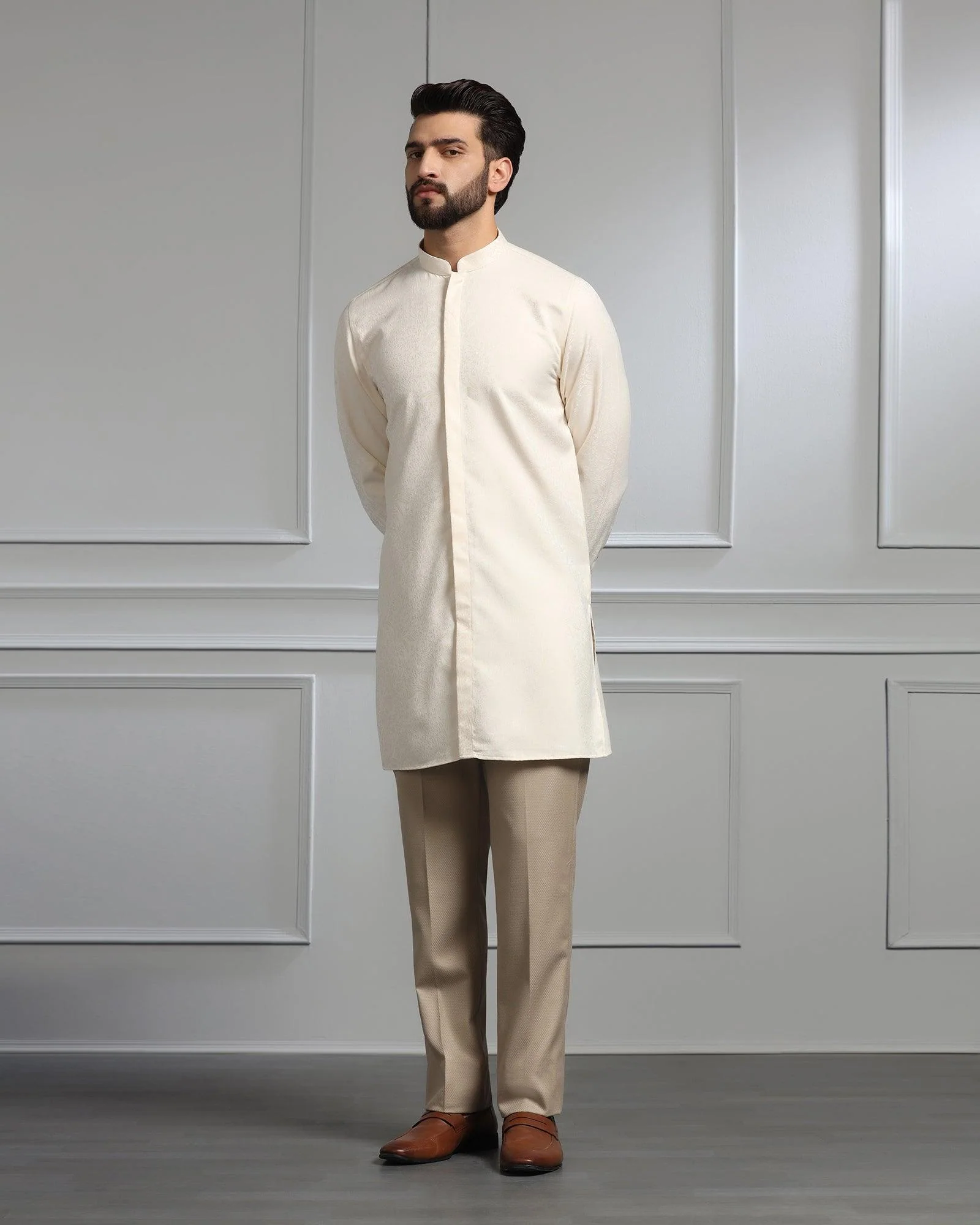Golden Swarn Textured Achkan Set - Dodget - Image 5