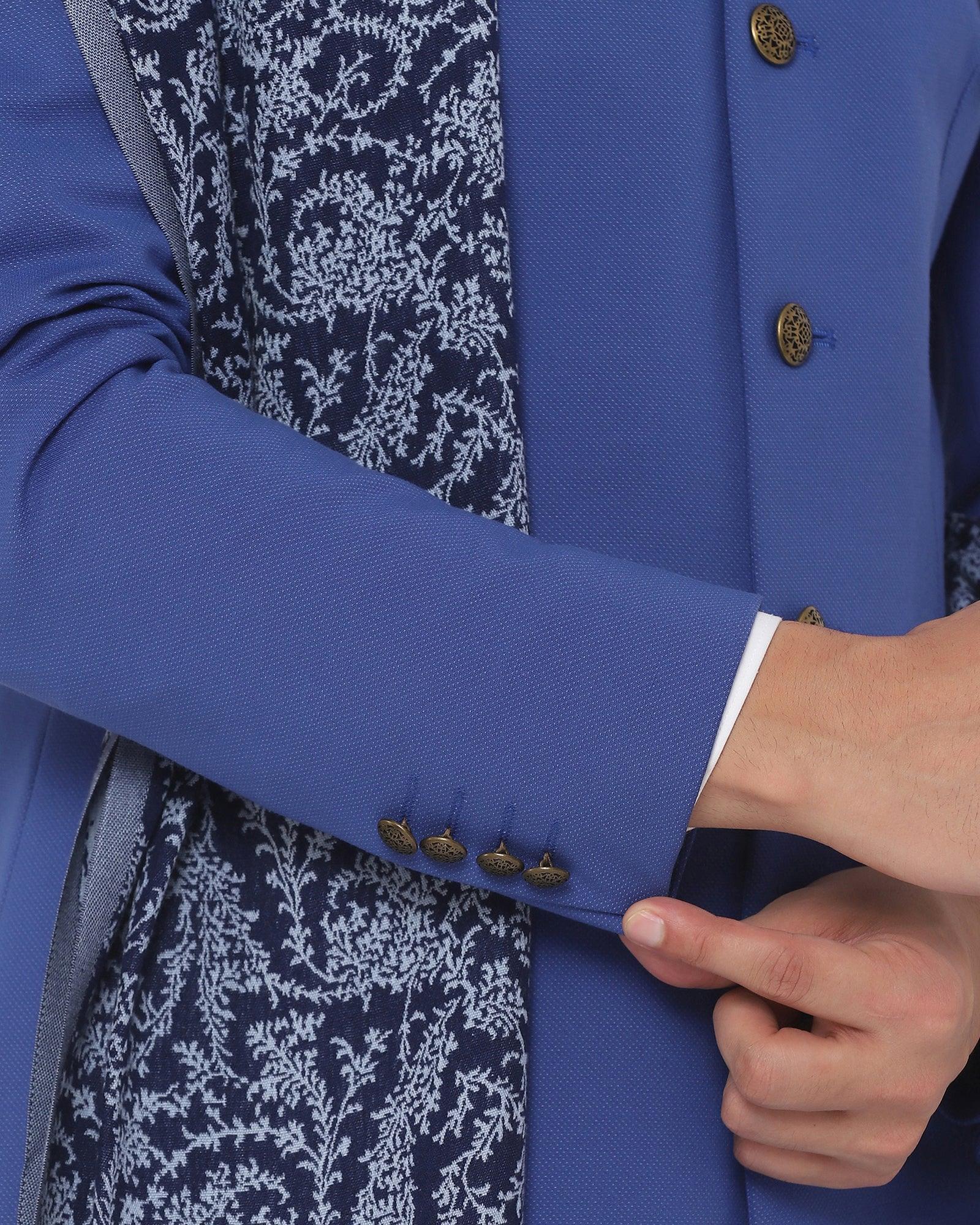 Blue Swarn Textured Achkan Set - Regal - Image 3