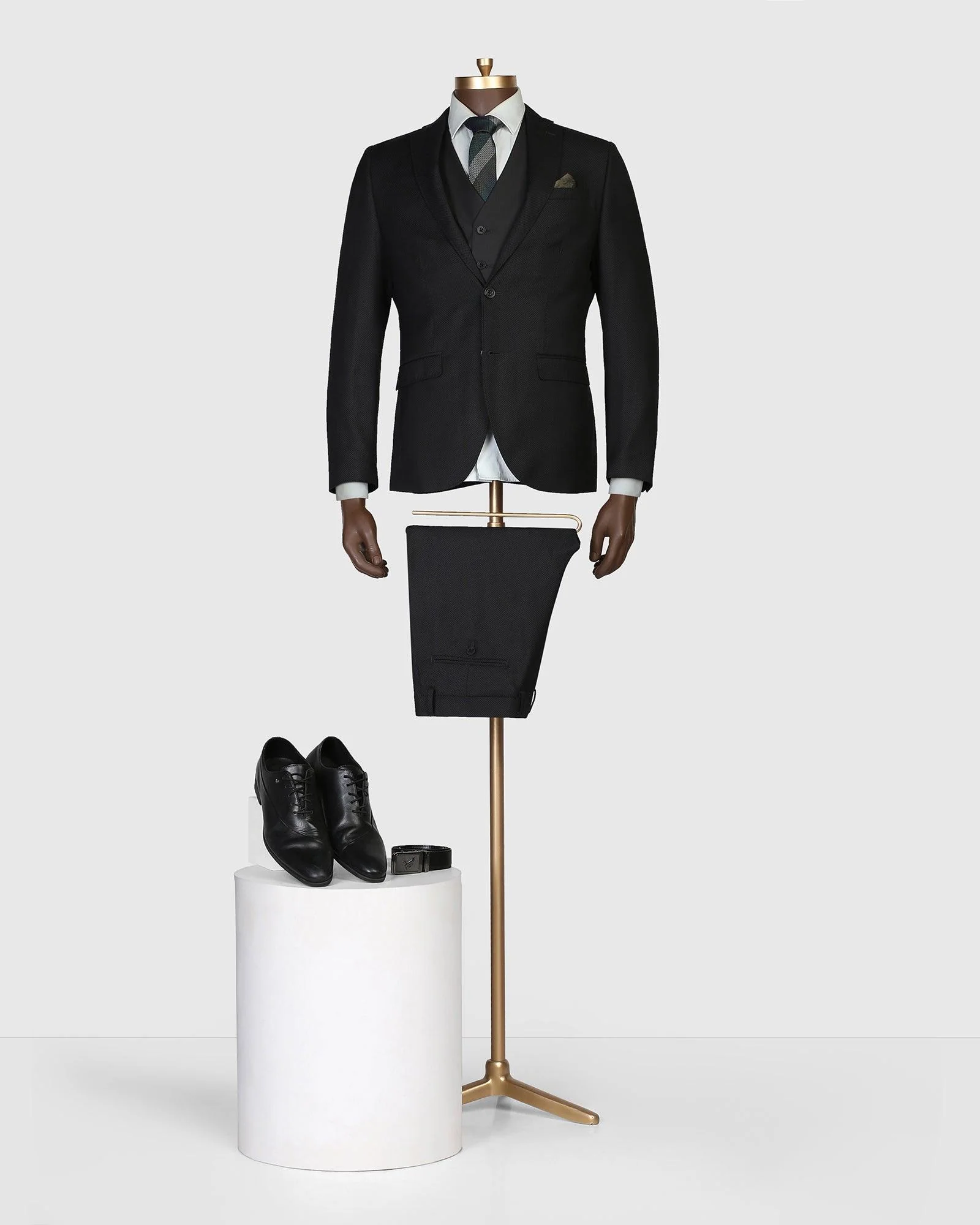 Luxe Three Piece Olive Textured Formal Suit - Rolfe - Image 8