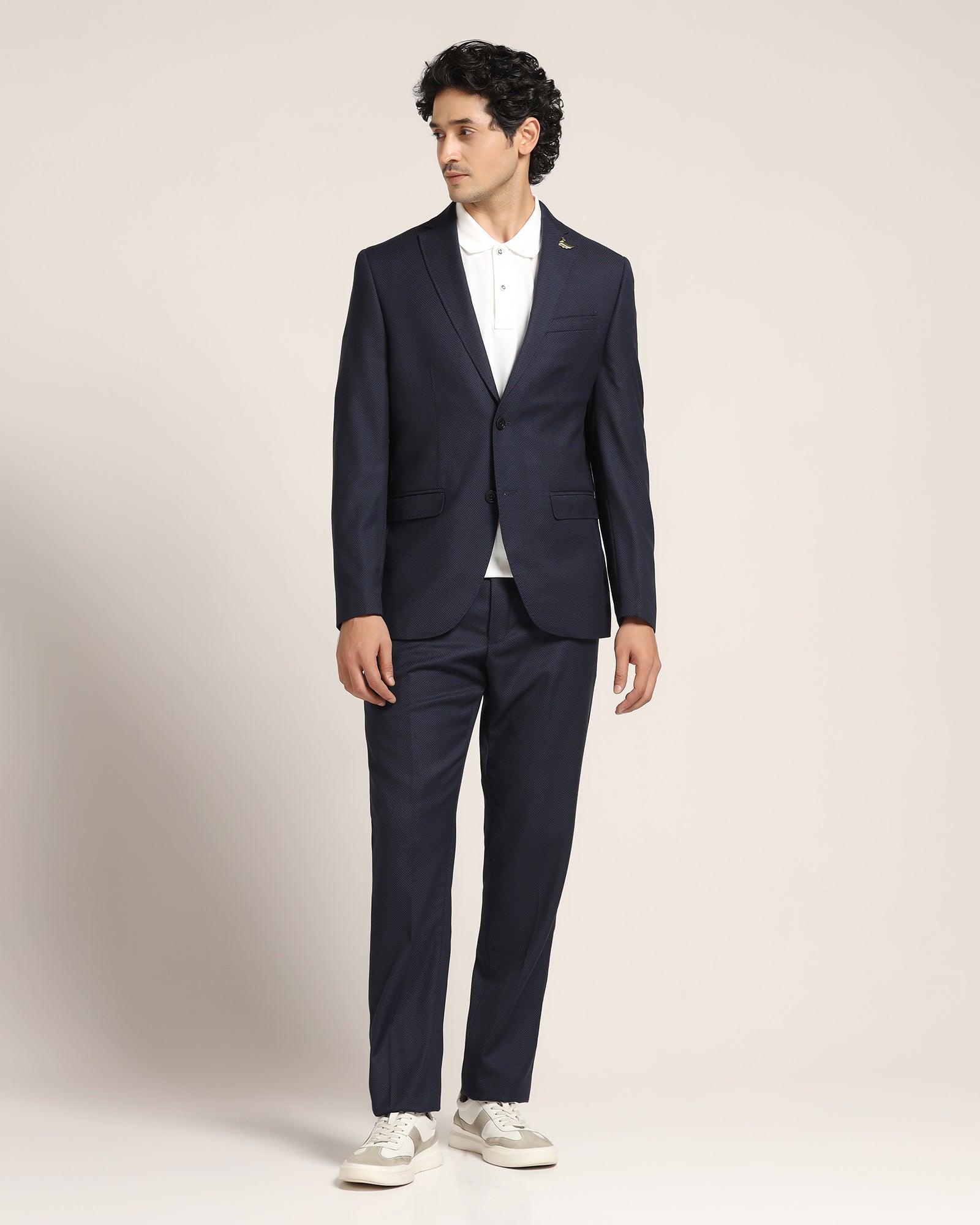 Luxe Three Piece Royal Blue Textured Formal Suit - Rolfe - Image 3