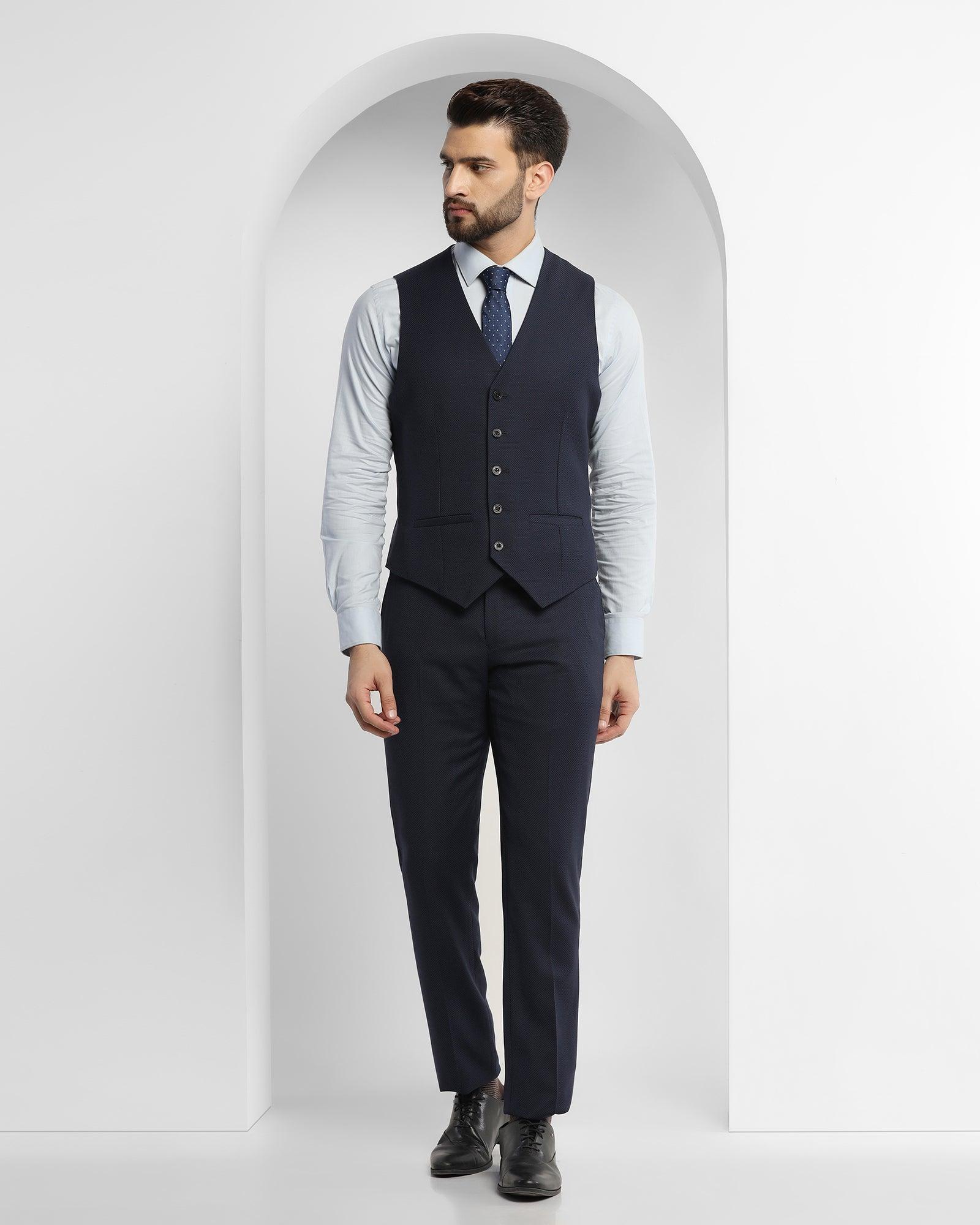 Luxe Three Piece Royal Blue Textured Formal Suit - Rolfe - Image 6