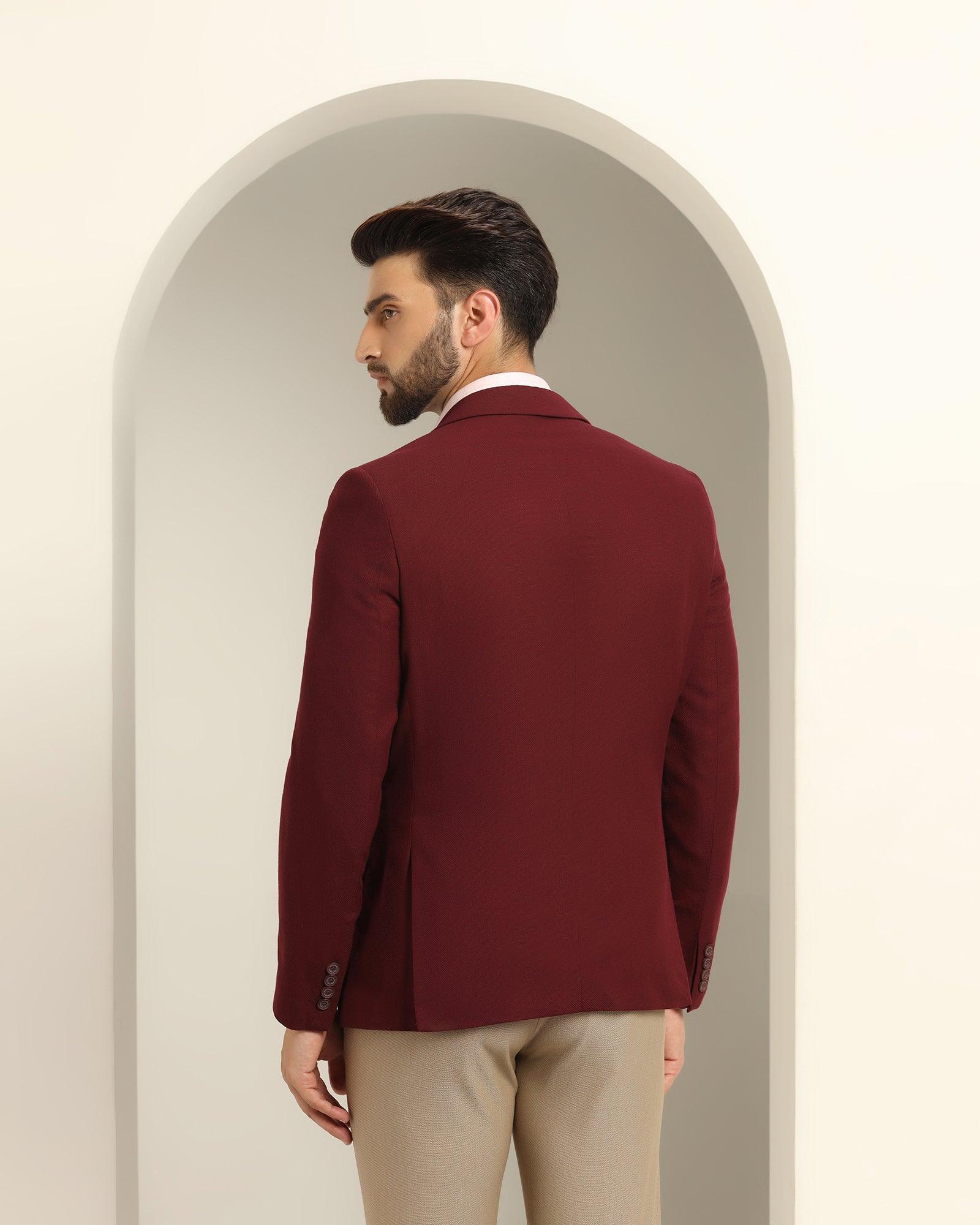 Formal Wine Textured Blazer - Sarwin - Image 2