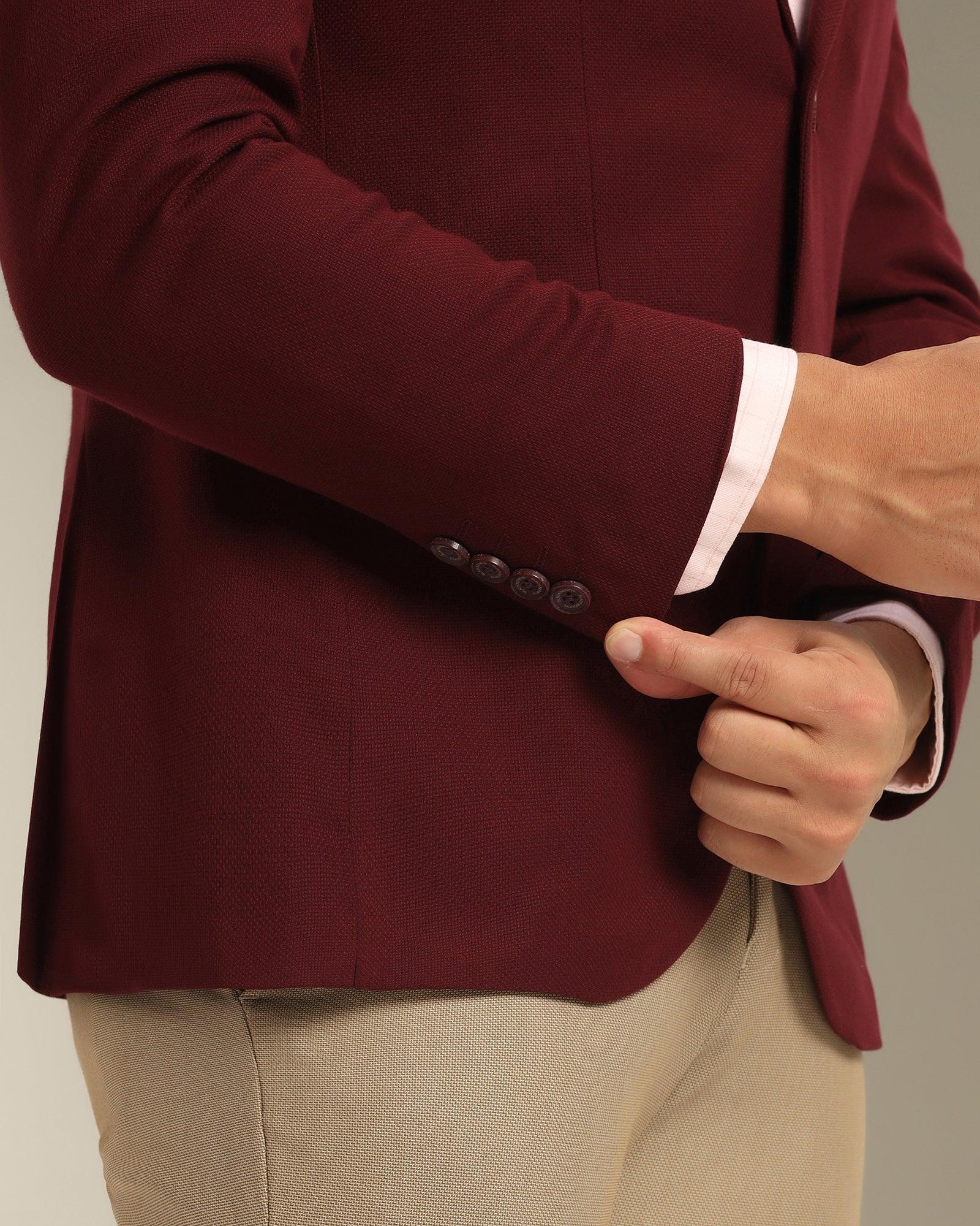 Formal Wine Textured Blazer - Sarwin - Image 5