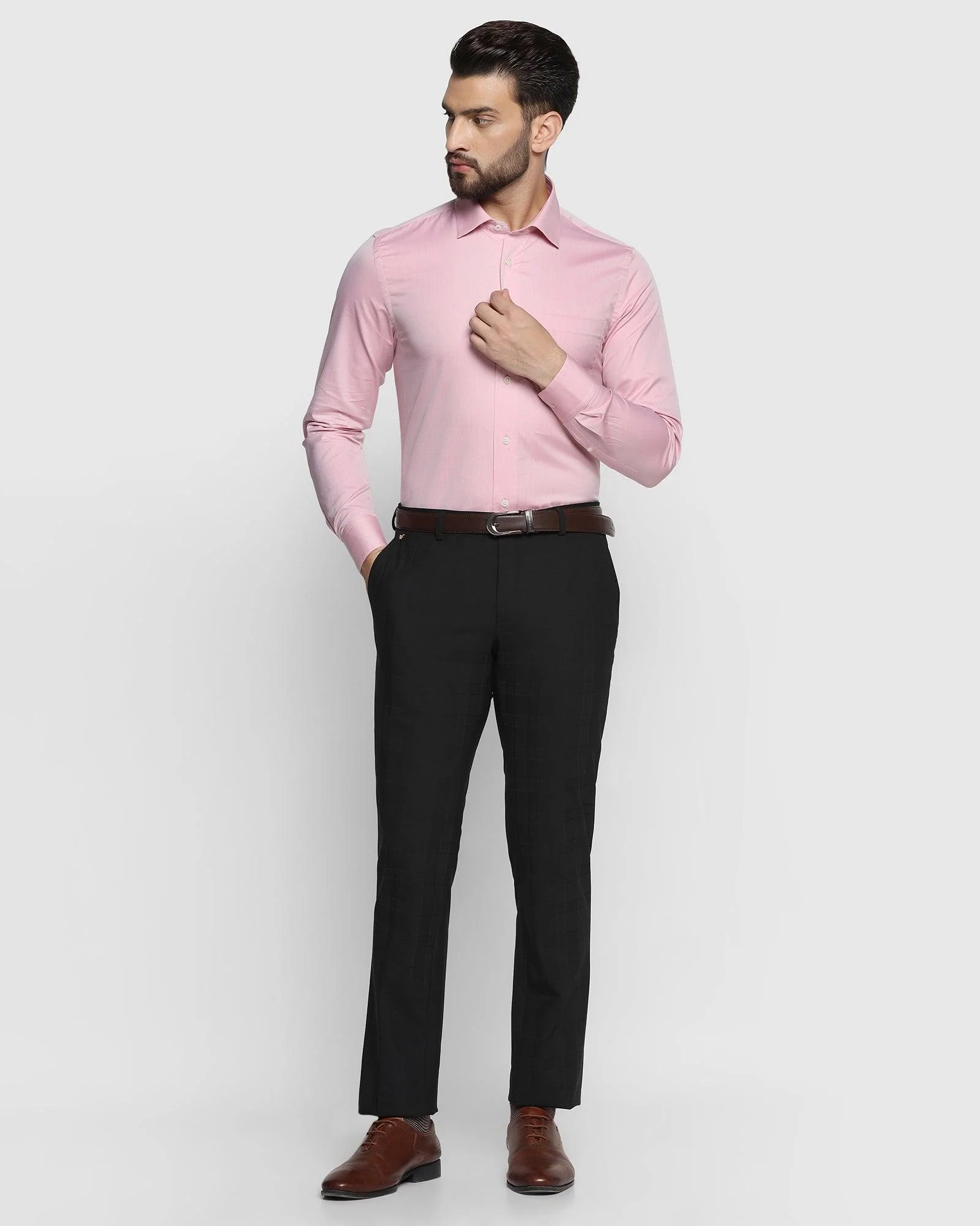 Luxe Formal Pink Textured Shirt - Bolten - Image 3