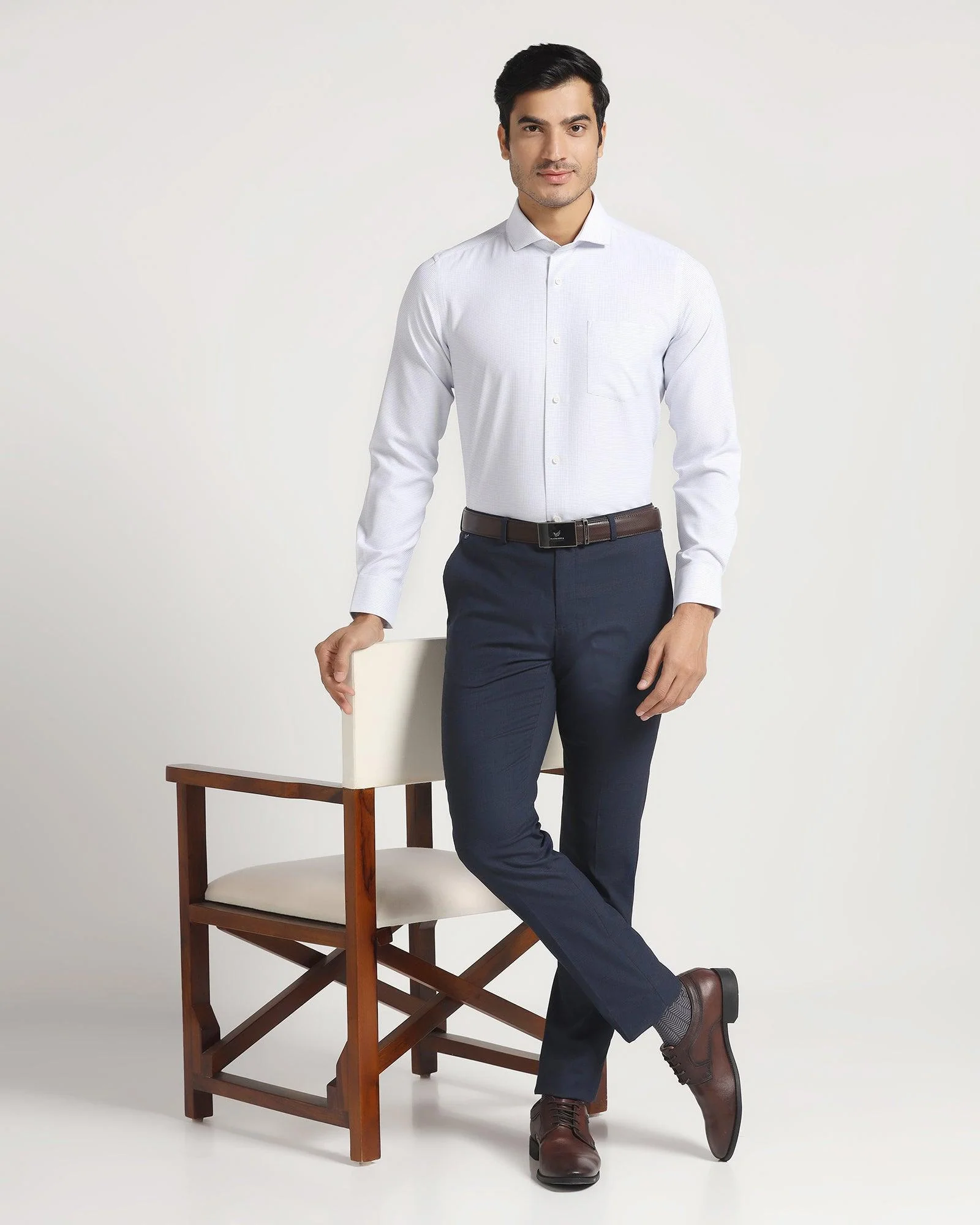 Non Iron Formal Blue Textured Shirt - Daze - Image 6