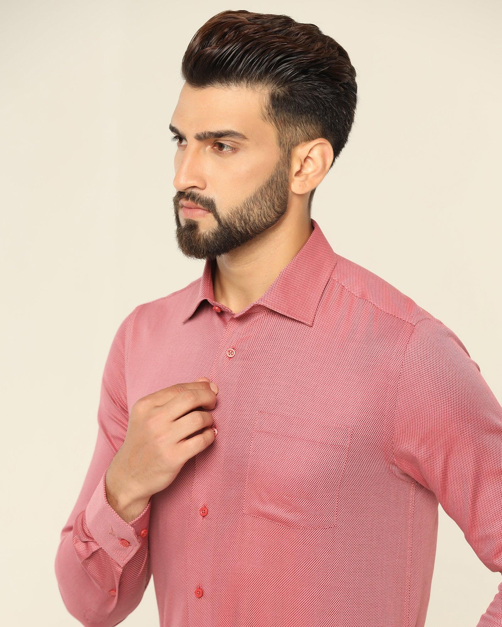 Formal Dusty Pink Textured Shirt - Quint - Image 4