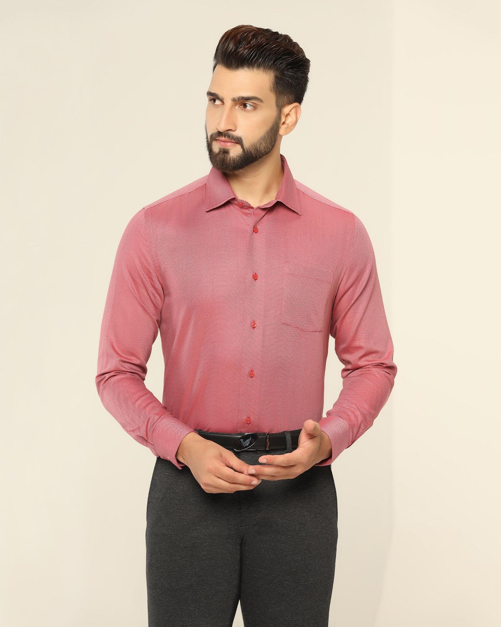 Formal Dusty Pink Textured Shirt - Quint - Image 7