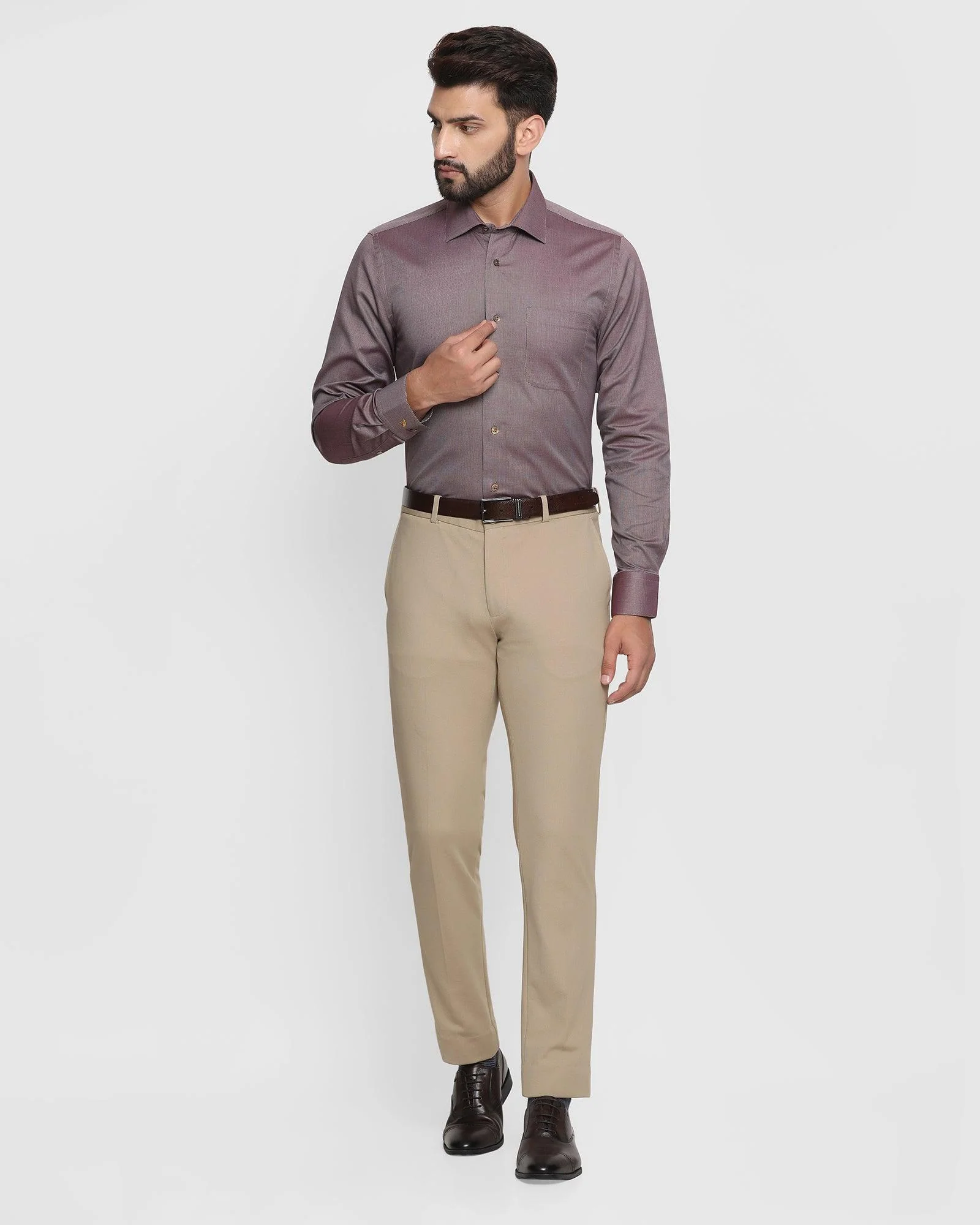 Luxe Formal Maroon Textured Shirt - Rolson - Image 3