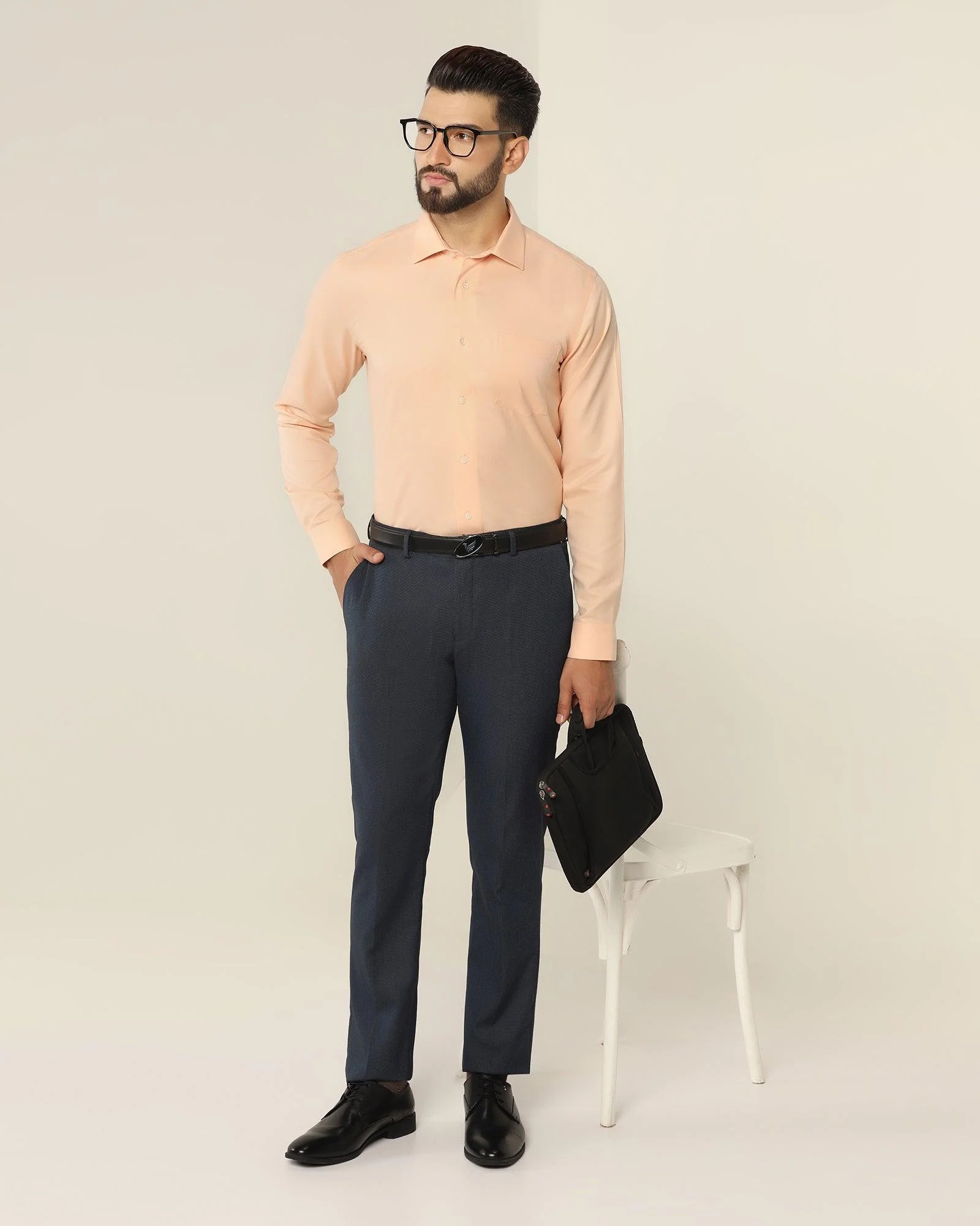 Non Iron Formal Peach Textured Shirt - Dofon - Image 6