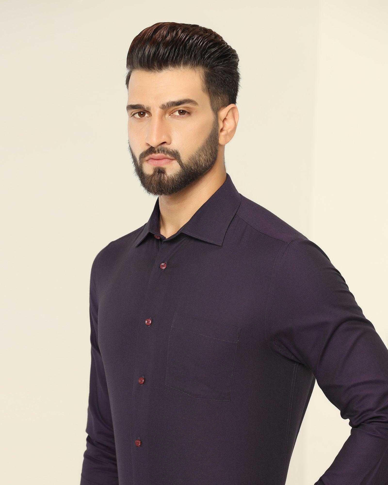 Formal Purple Textured Shirt - Setal - Image 4