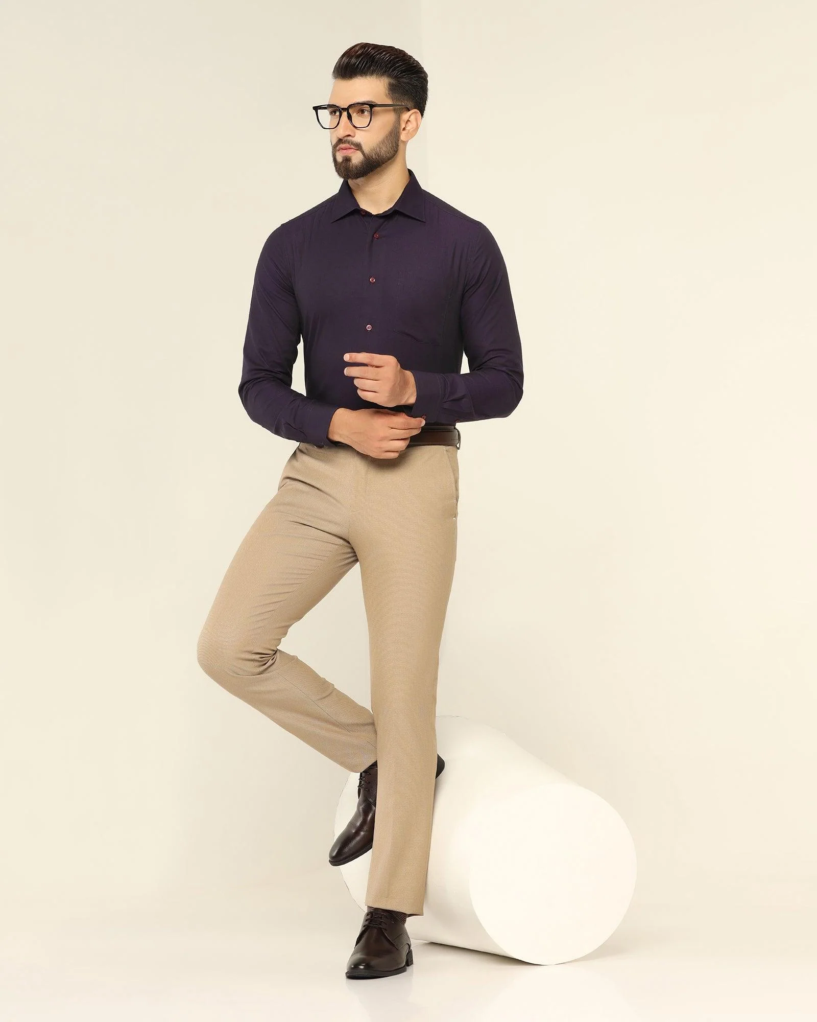 Formal Purple Textured Shirt - Setal - Image 6