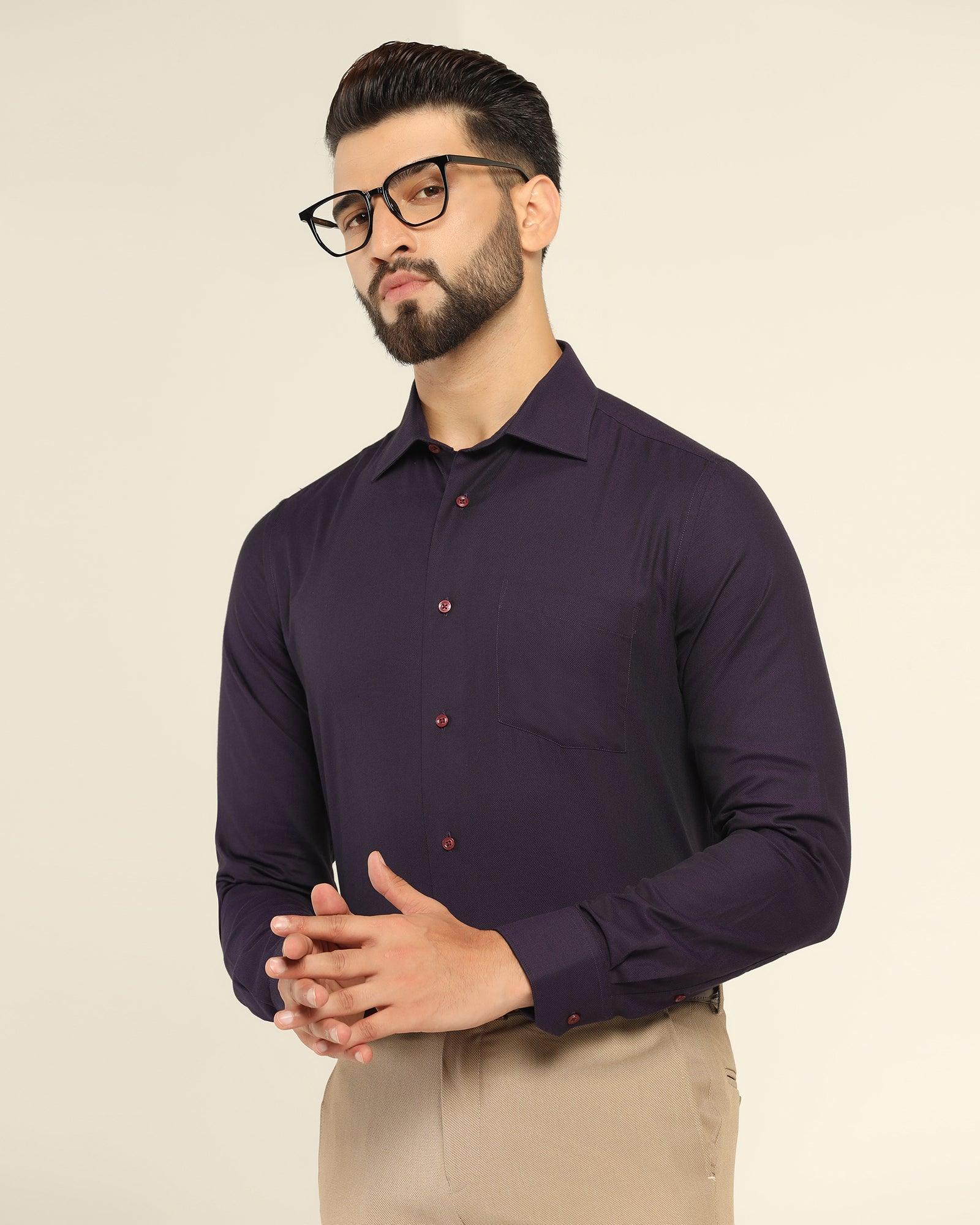Formal Purple Textured Shirt - Setal - Image 7