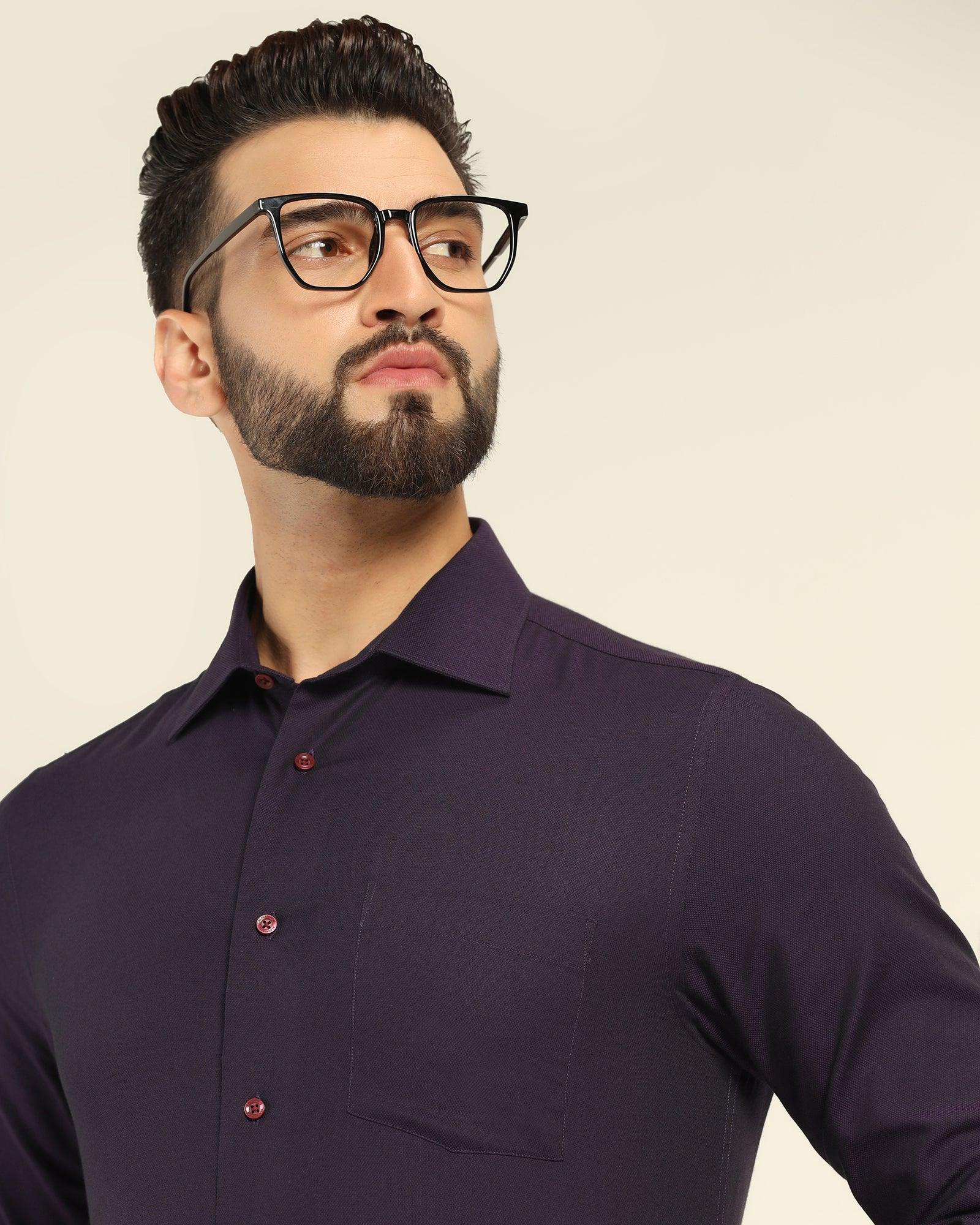 Formal Purple Textured Shirt - Setal - Image 8