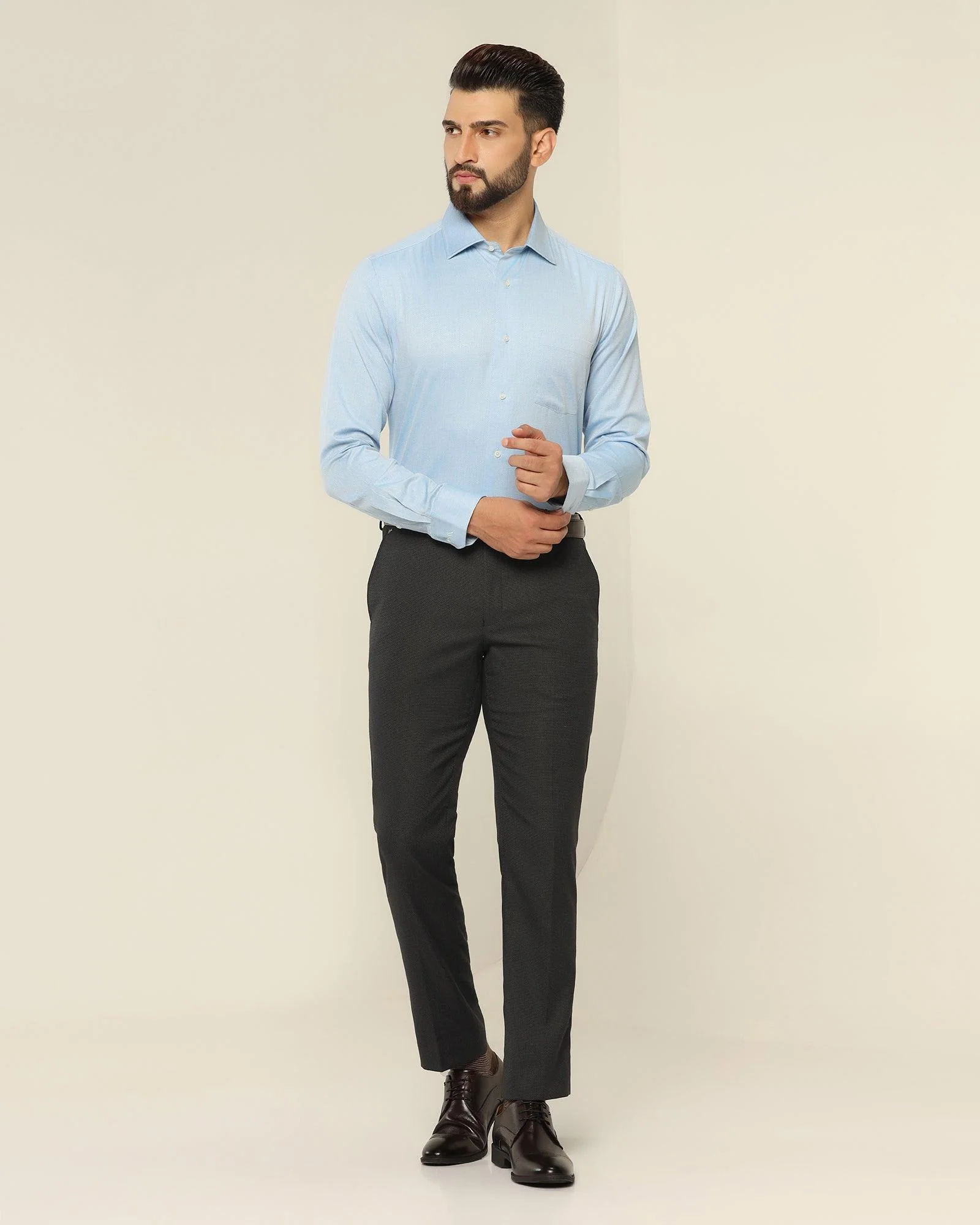 Temp Tech Formal Sky Blue Textured Shirt - Pound - Image 3