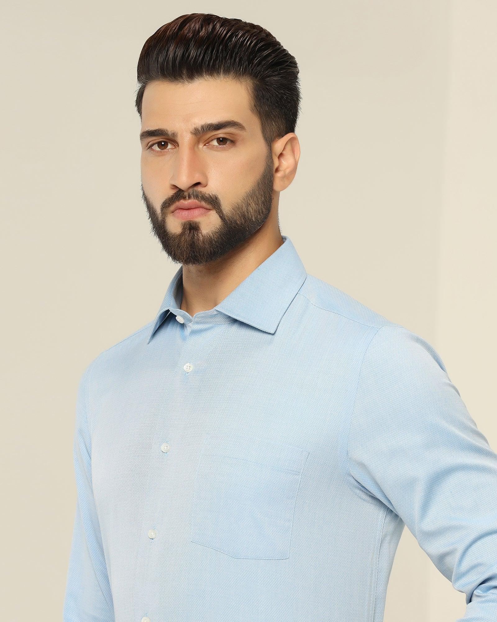 Temp Tech Formal Sky Blue Textured Shirt - Pound - Image 4