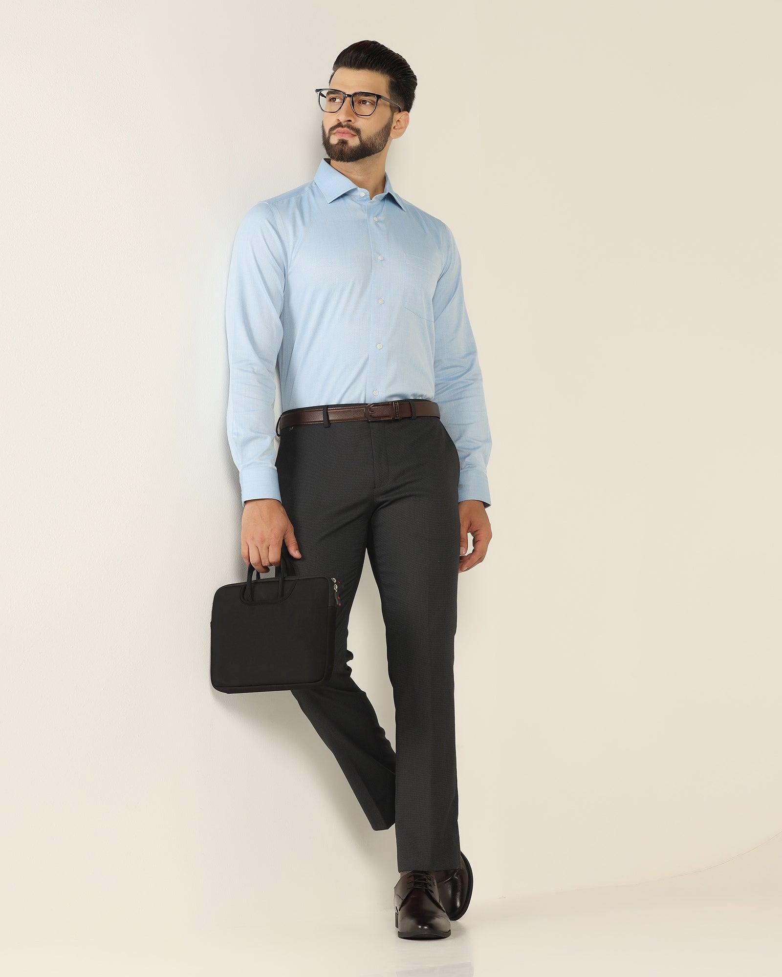 Temp Tech Formal Sky Blue Textured Shirt - Pound - Image 6