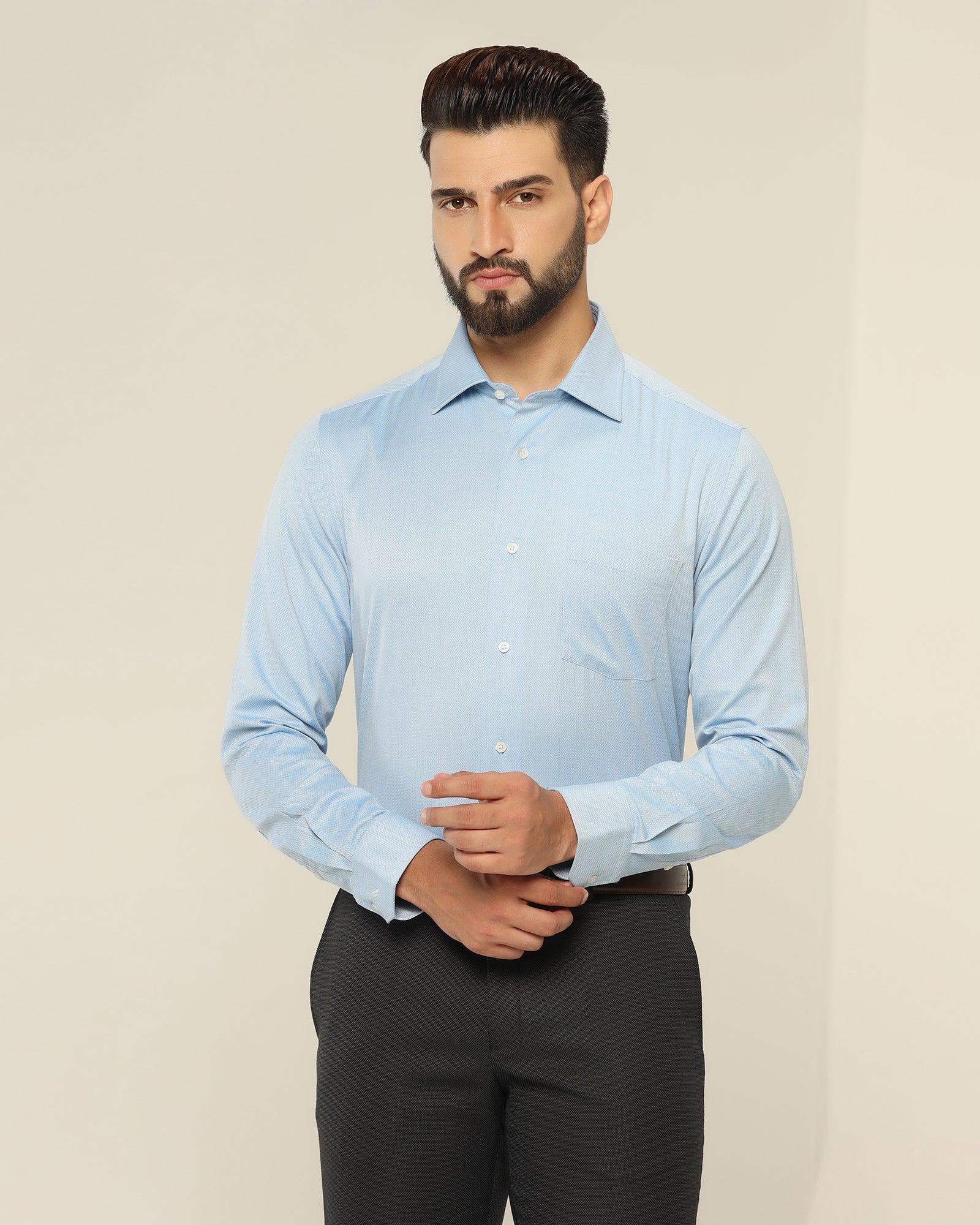 Temp Tech Formal Sky Blue Textured Shirt - Pound - Image 7