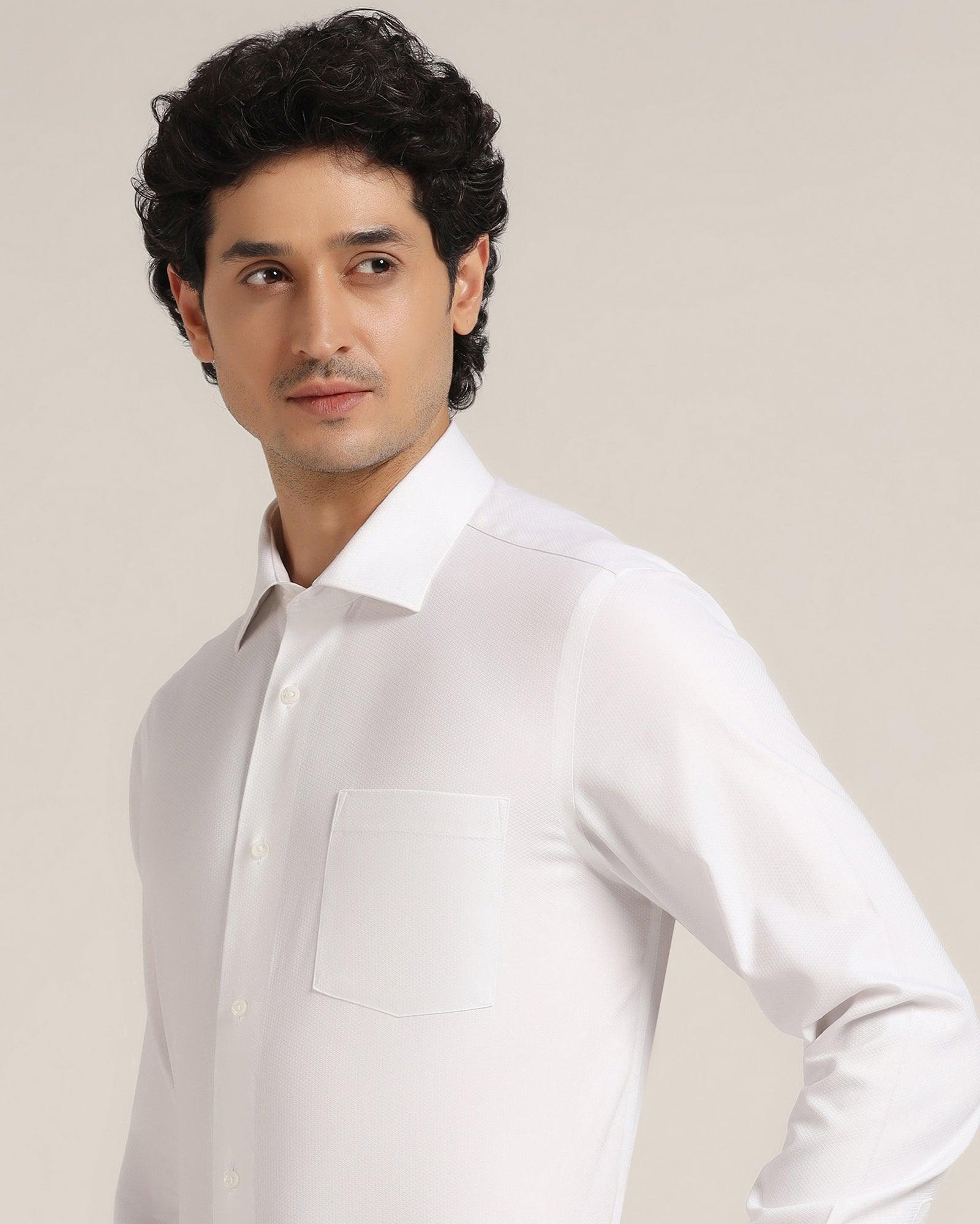 Non Iron Formal White Textured Shirt - Dofon - Image 4