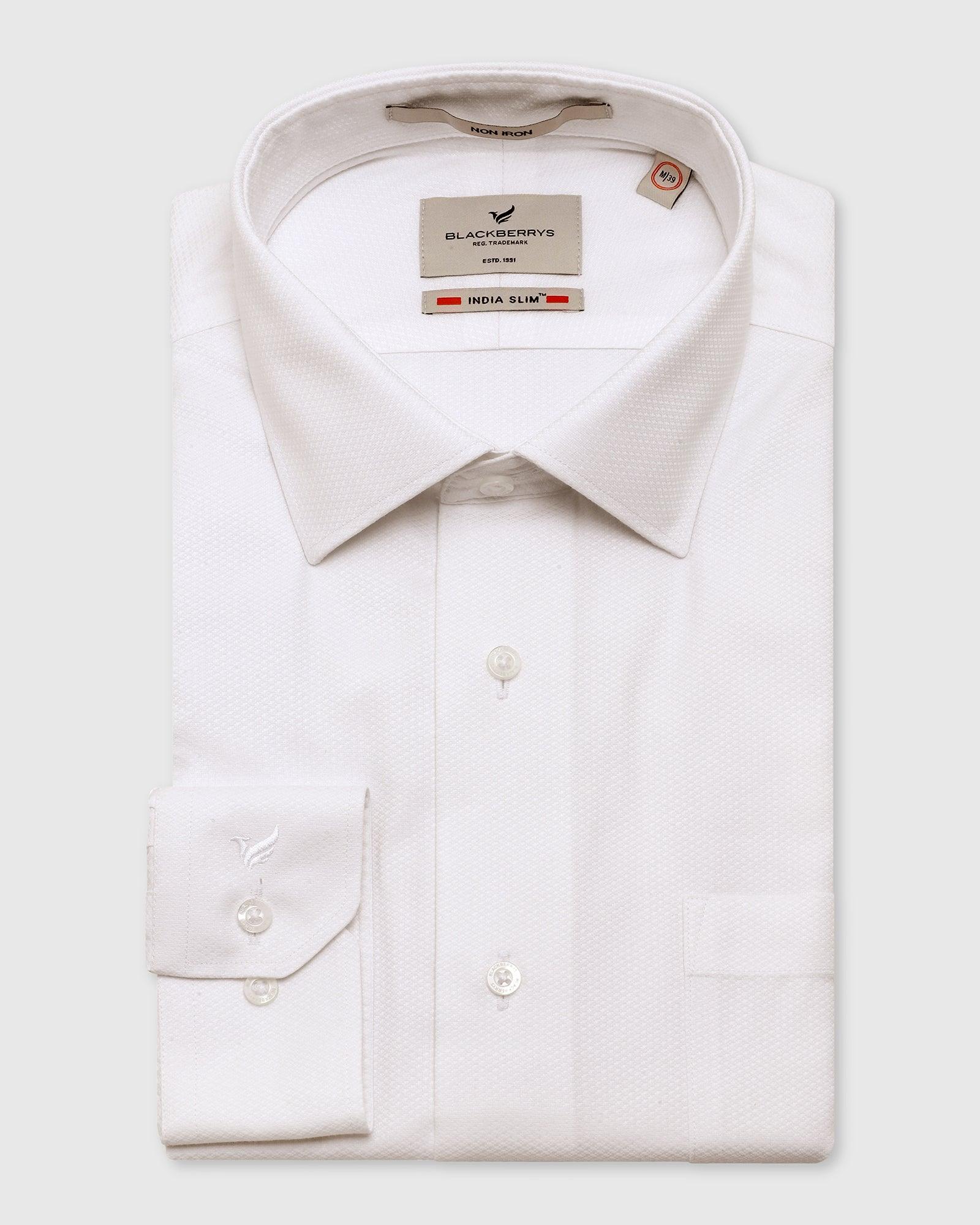 Non Iron Formal White Textured Shirt - Dofon - Image 5