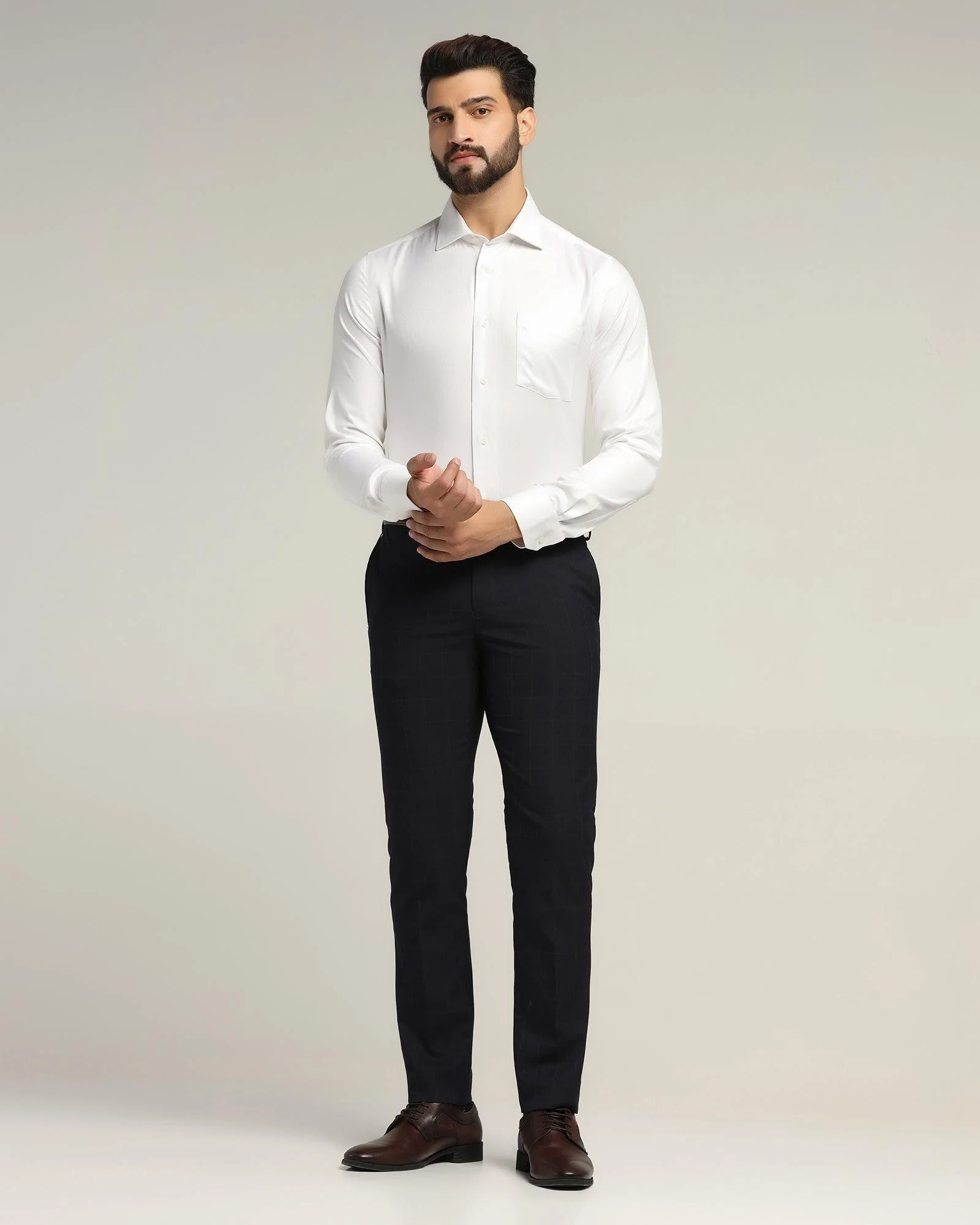 Formal Super White Textured Shirt - Sally - Image 3
