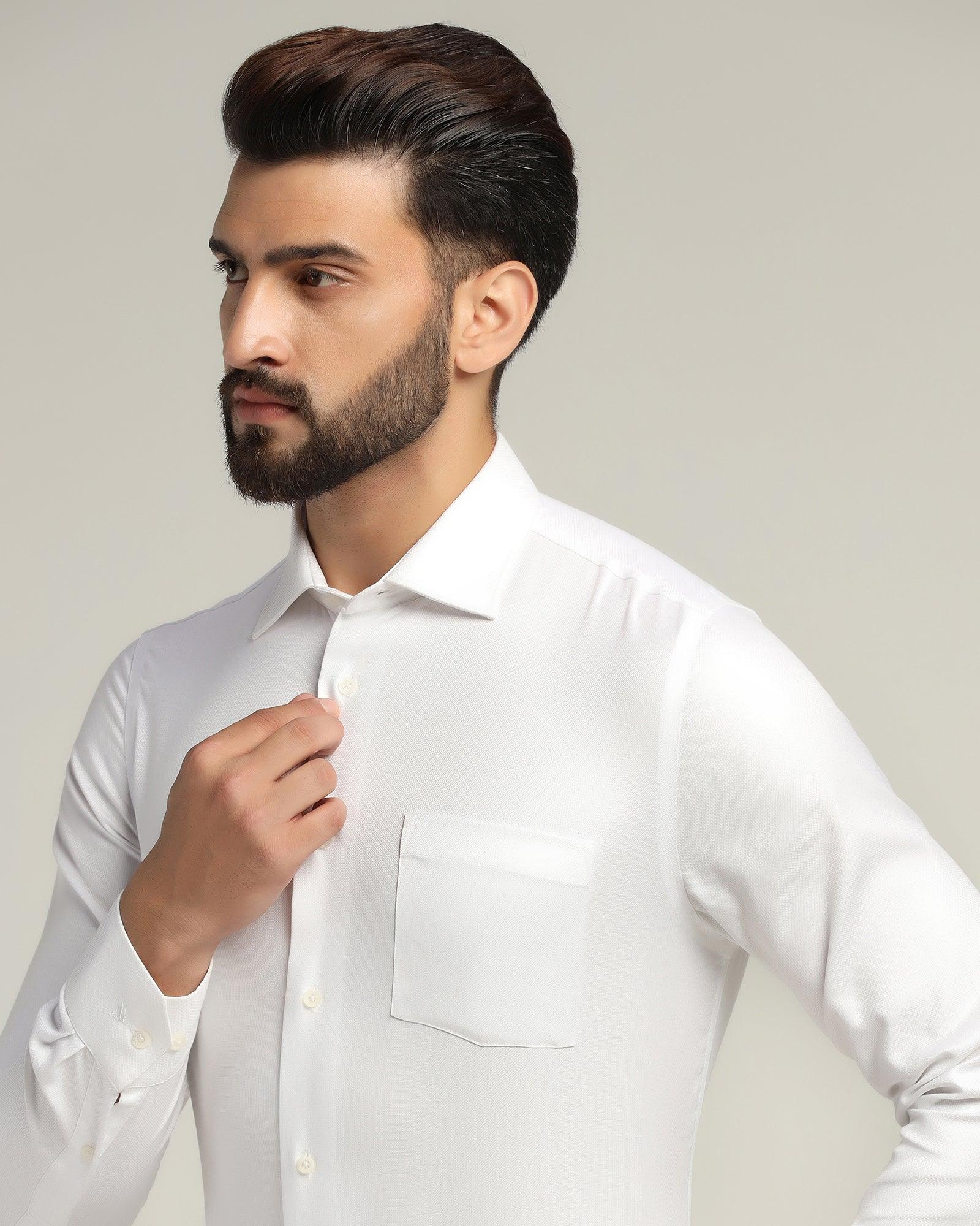 Formal Super White Textured Shirt - Sally - Image 4