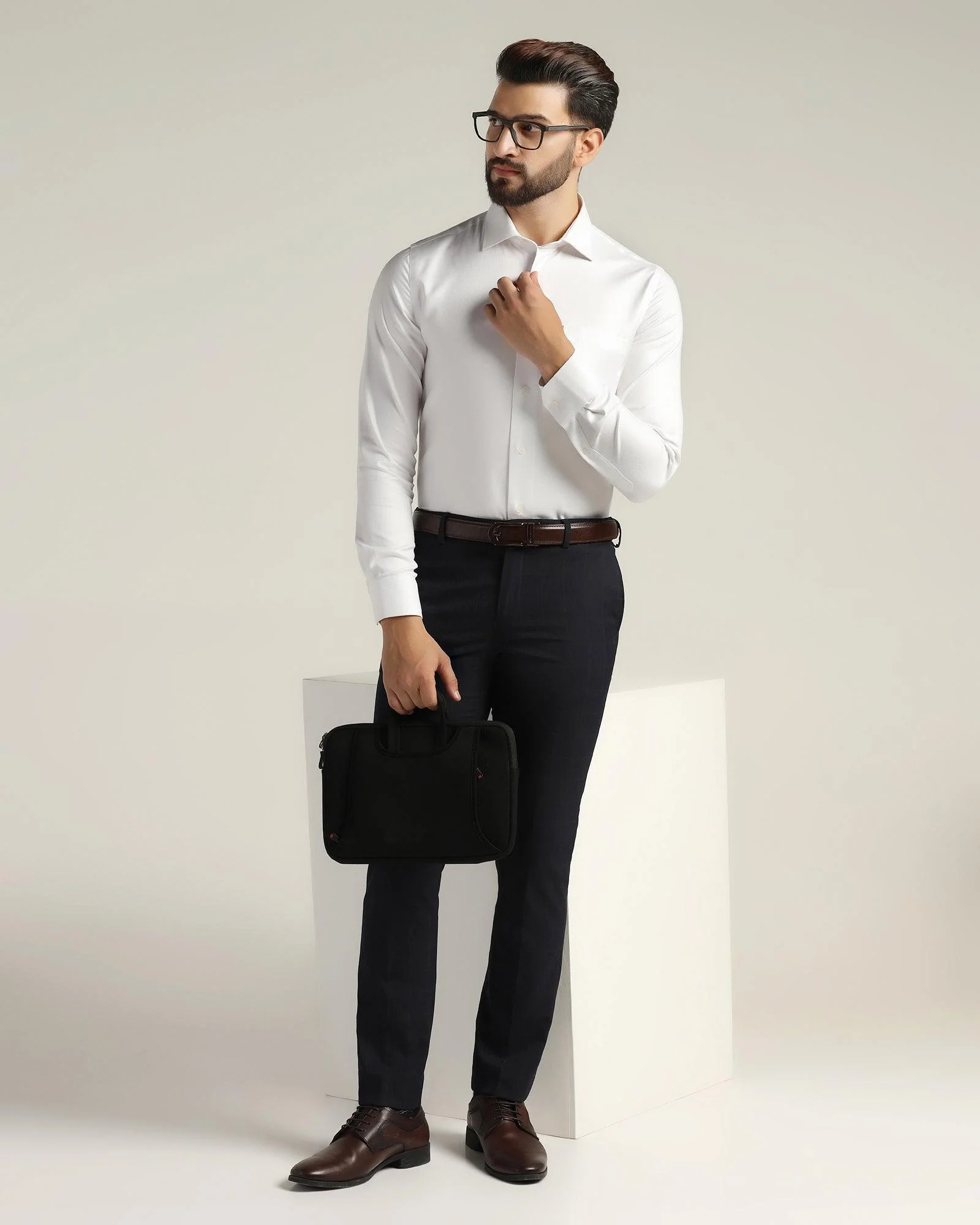 Formal Super White Textured Shirt - Sally - Image 6