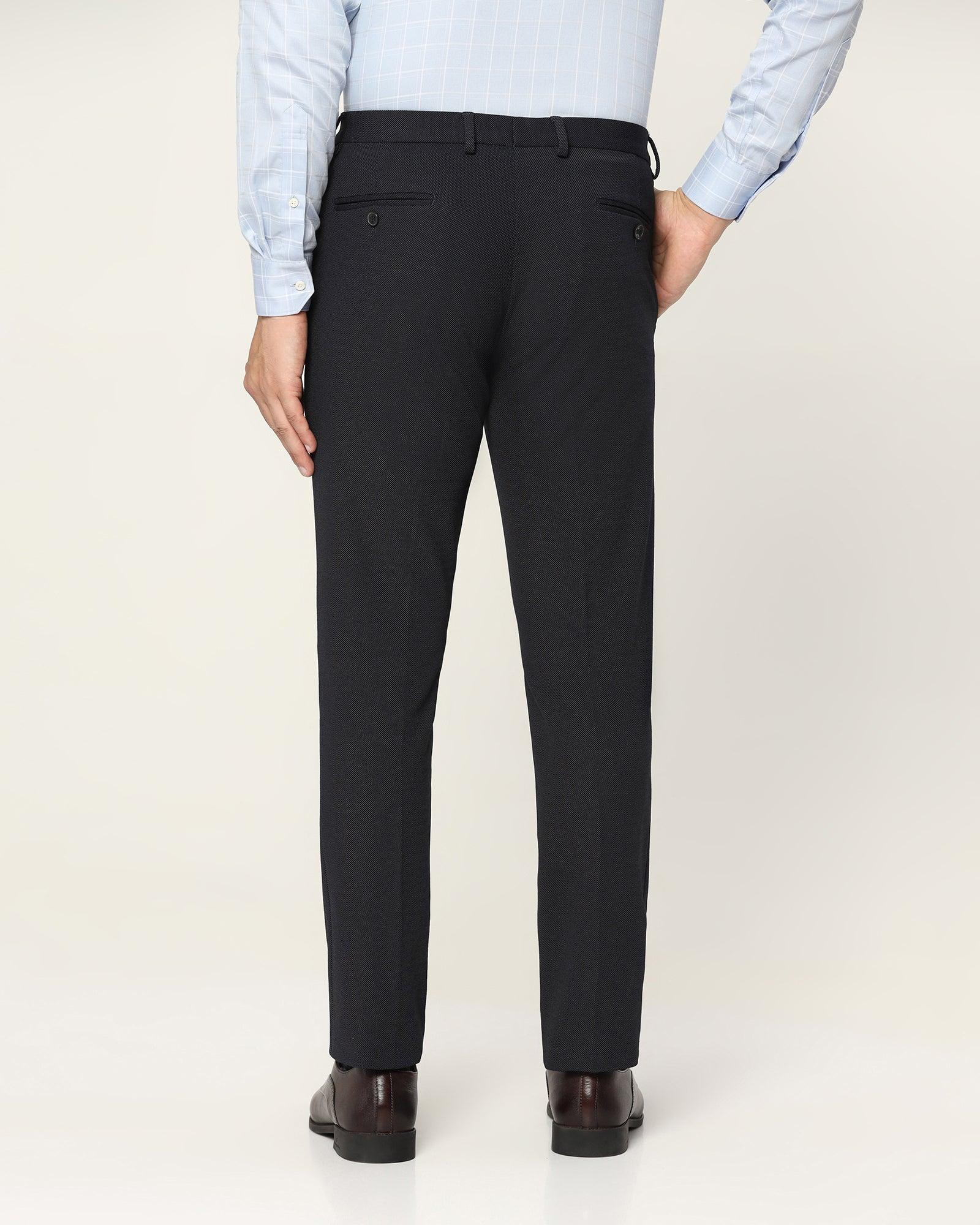 Slim Fit B-91 Formal Navy Textured Trouser - Reader - Image 2