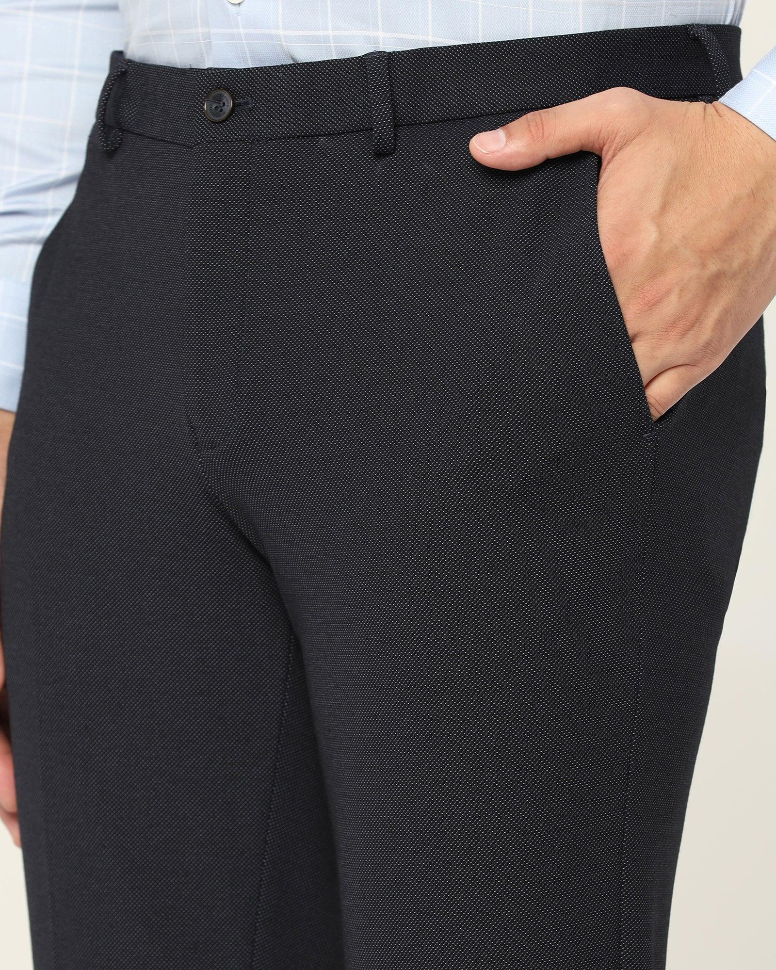 Slim Fit B-91 Formal Navy Textured Trouser - Reader - Image 4