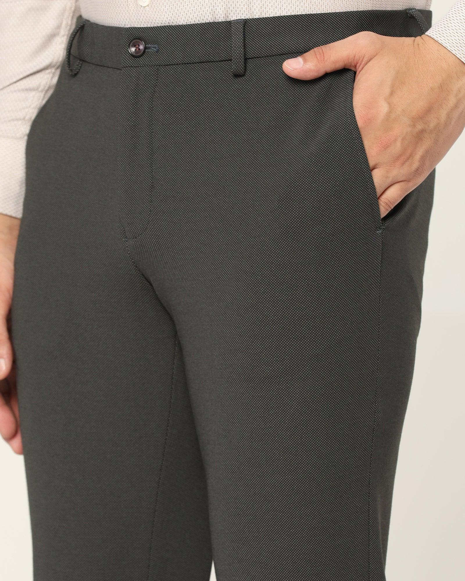 Slim Fit B-91 Formal Olive Textured Trouser - Reader - Image 4