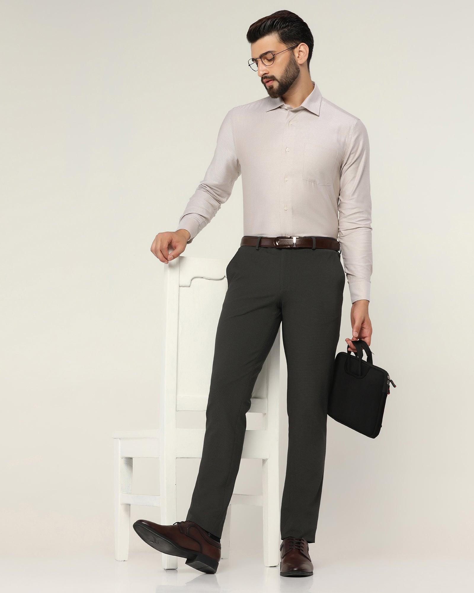 Slim Fit B-91 Formal Olive Textured Trouser - Reader - Image 6