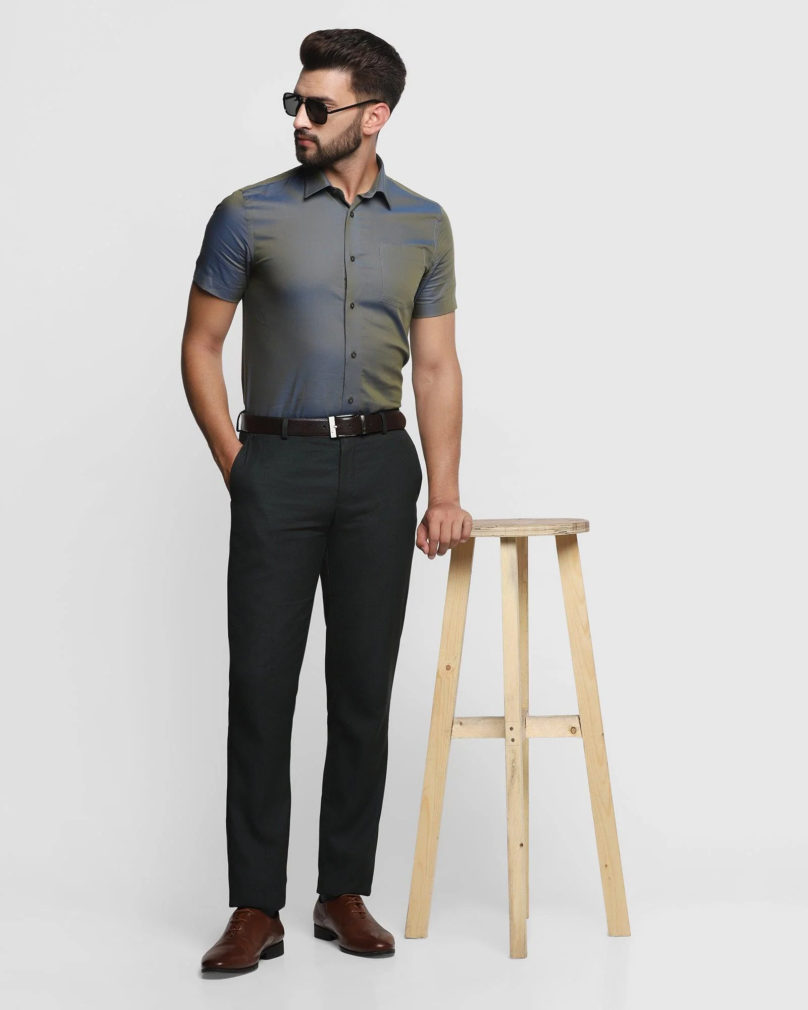 Slim Comfort B-95 Formal Olive Textured Trouser - Simon - Image 7