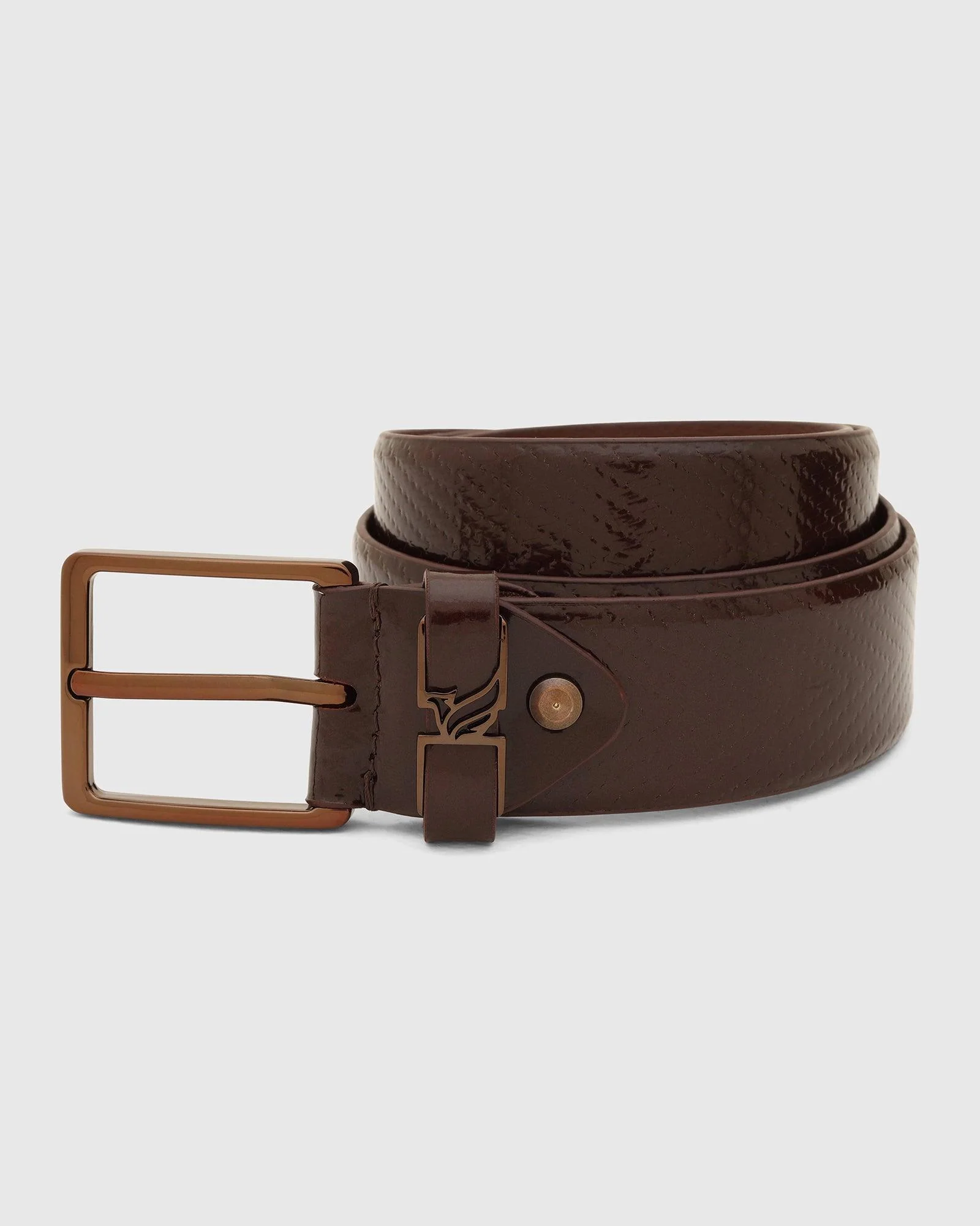 Leather Brown Textured Belt - Tallian - Image 2