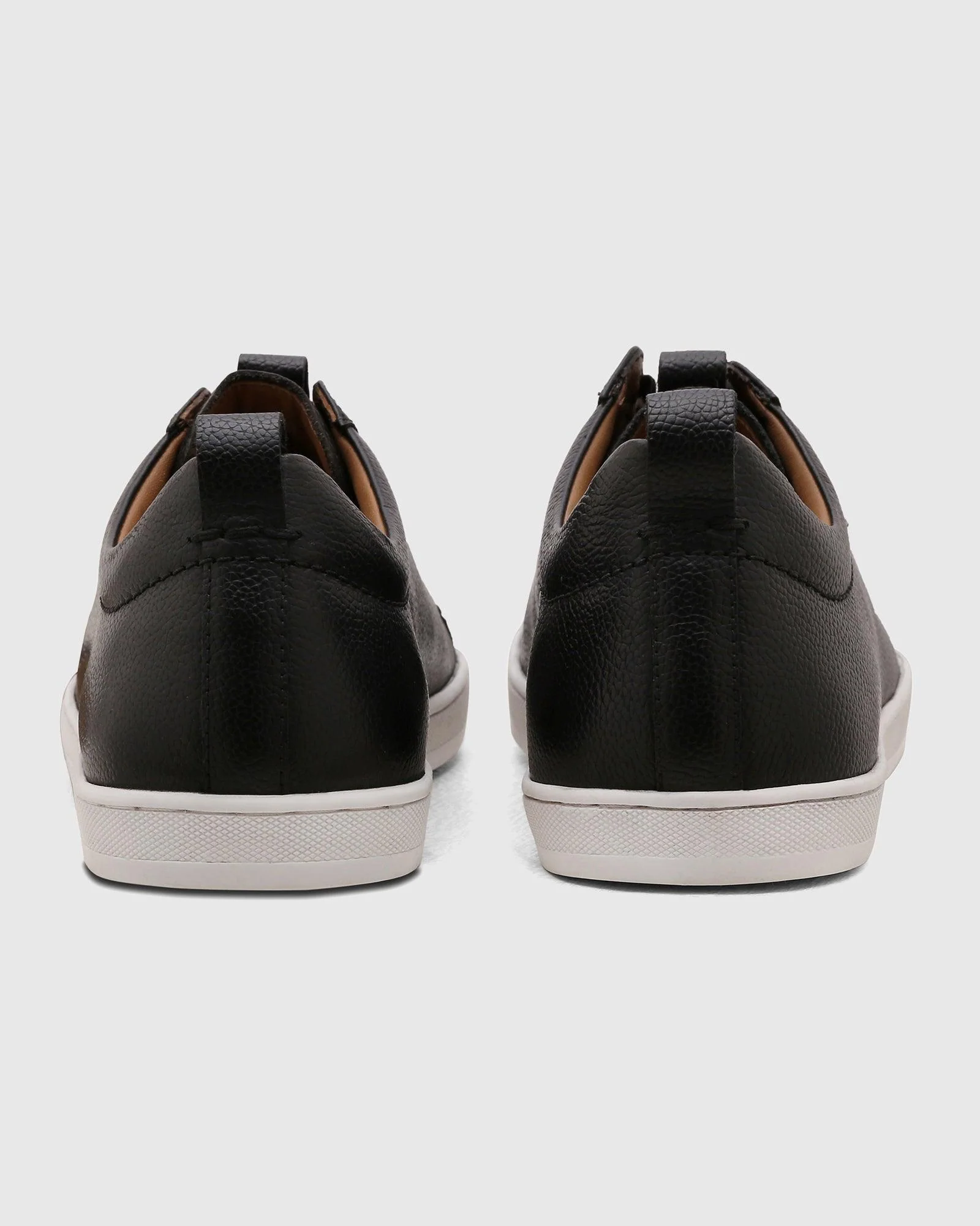 Leather Black Textured Sneakers - Quel - Image 4