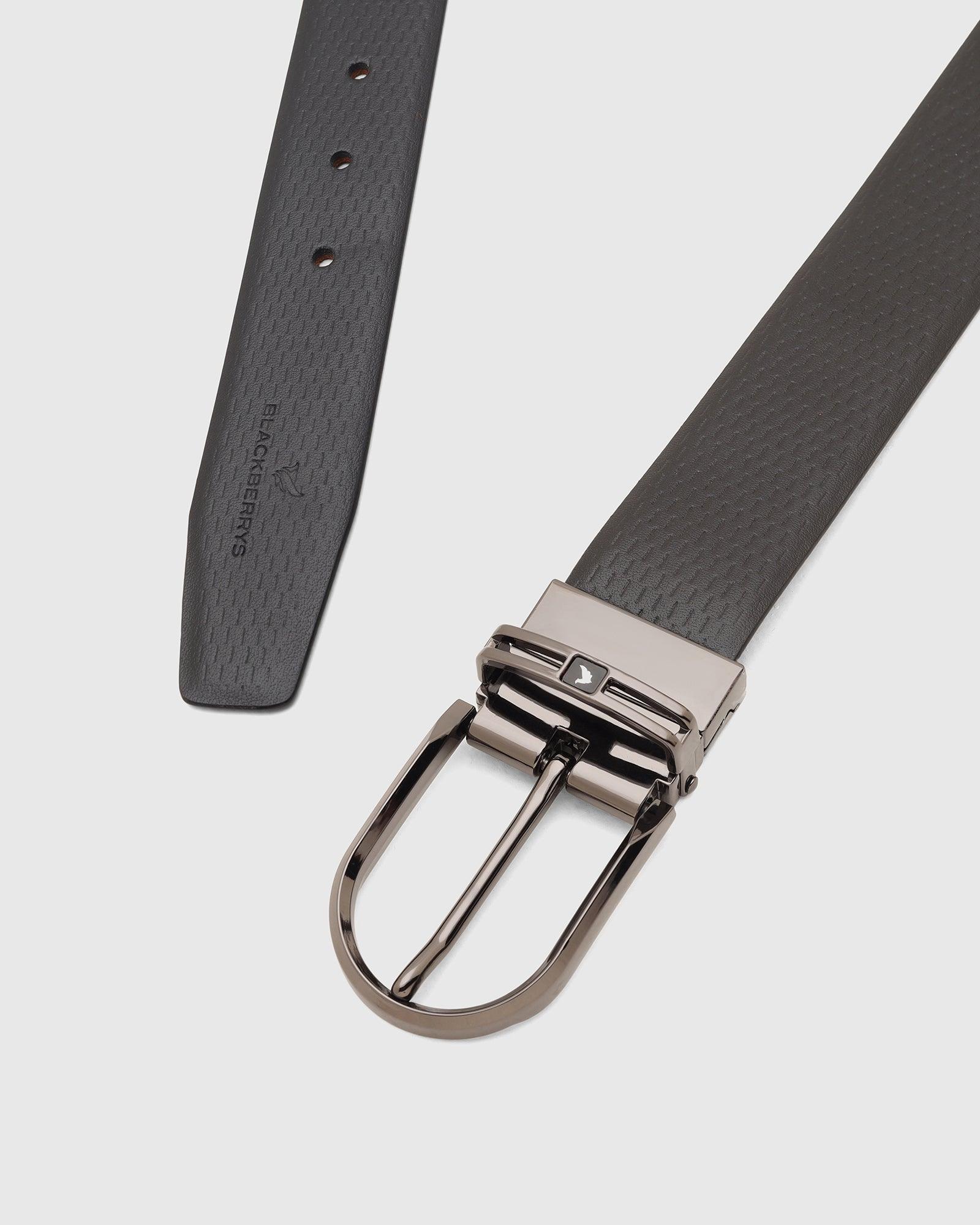 Leather Reversible Black & Tan Textured Belt - Tetra - Image 3