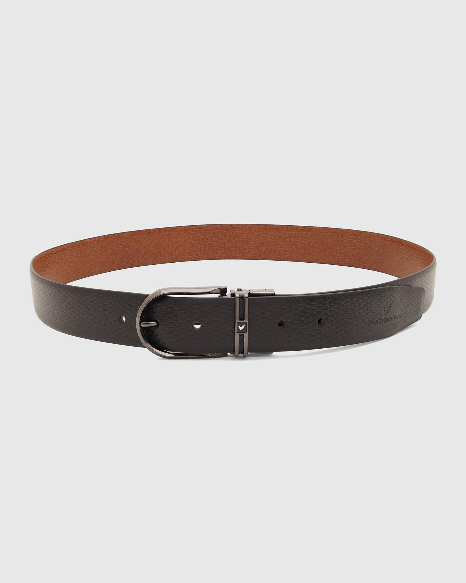 Leather Reversible Black & Tan Textured Belt - Tetra - Image 6