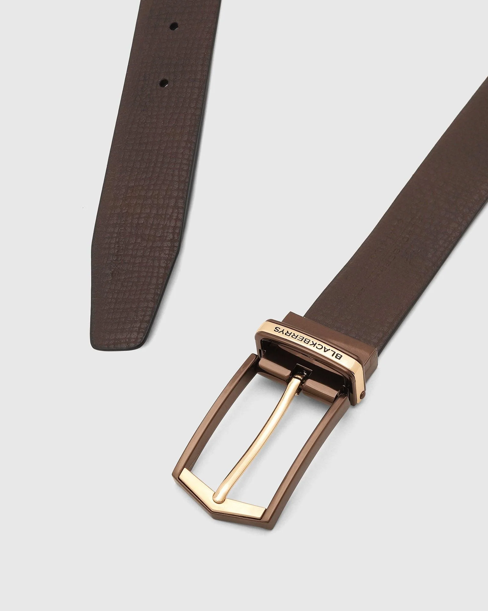 Leather Reversible Navy & Brown Textured Belt - Texas - Image 4