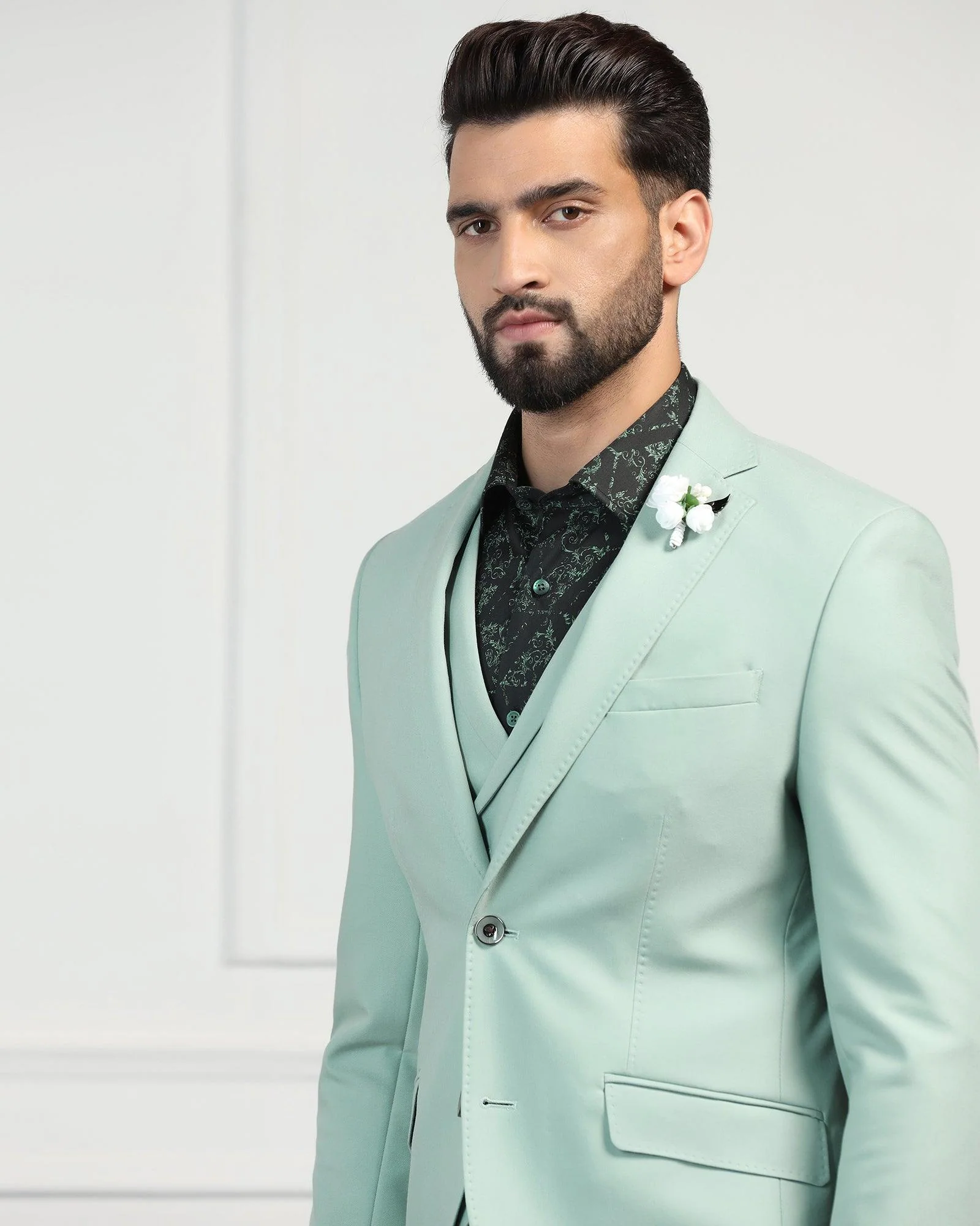 Three Piece Aqua Solid Formal Suit - Randle - Image 4