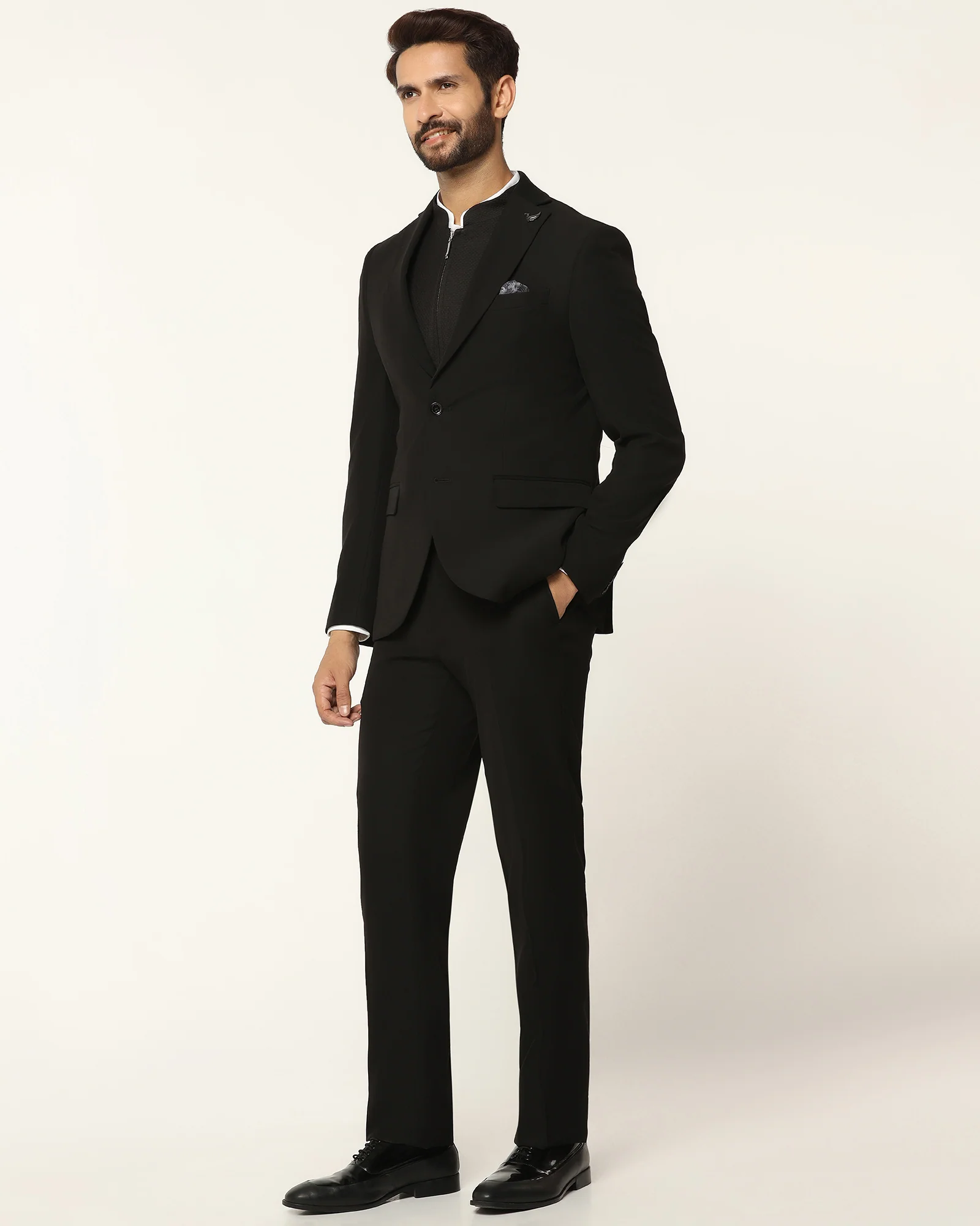 Three Piece Black Textured Formal Suit - Josfer - Image 3