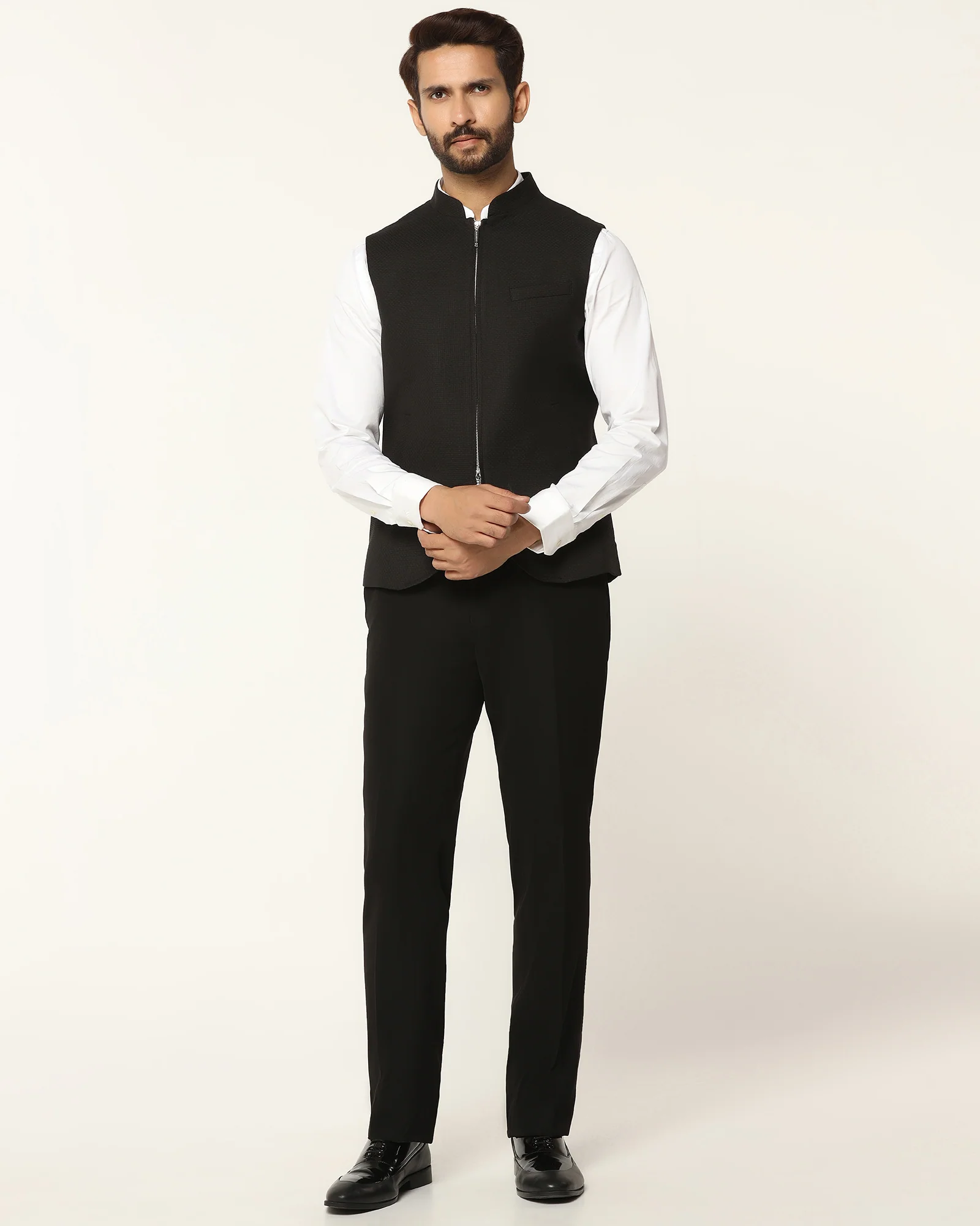 Three Piece Black Textured Formal Suit - Josfer - Image 5
