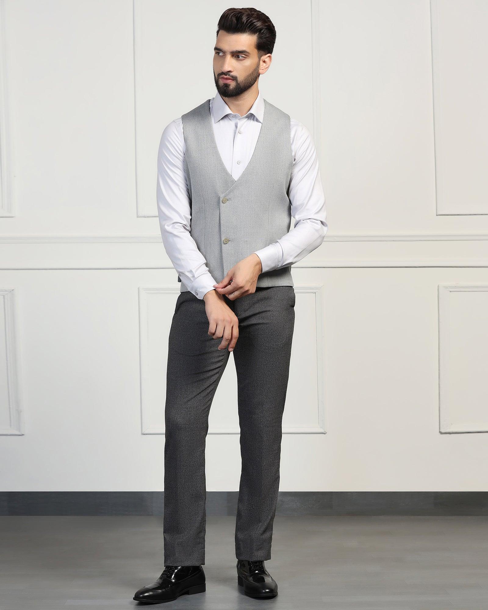 Three Piece Black Textured Formal Suit - Helm - Image 9