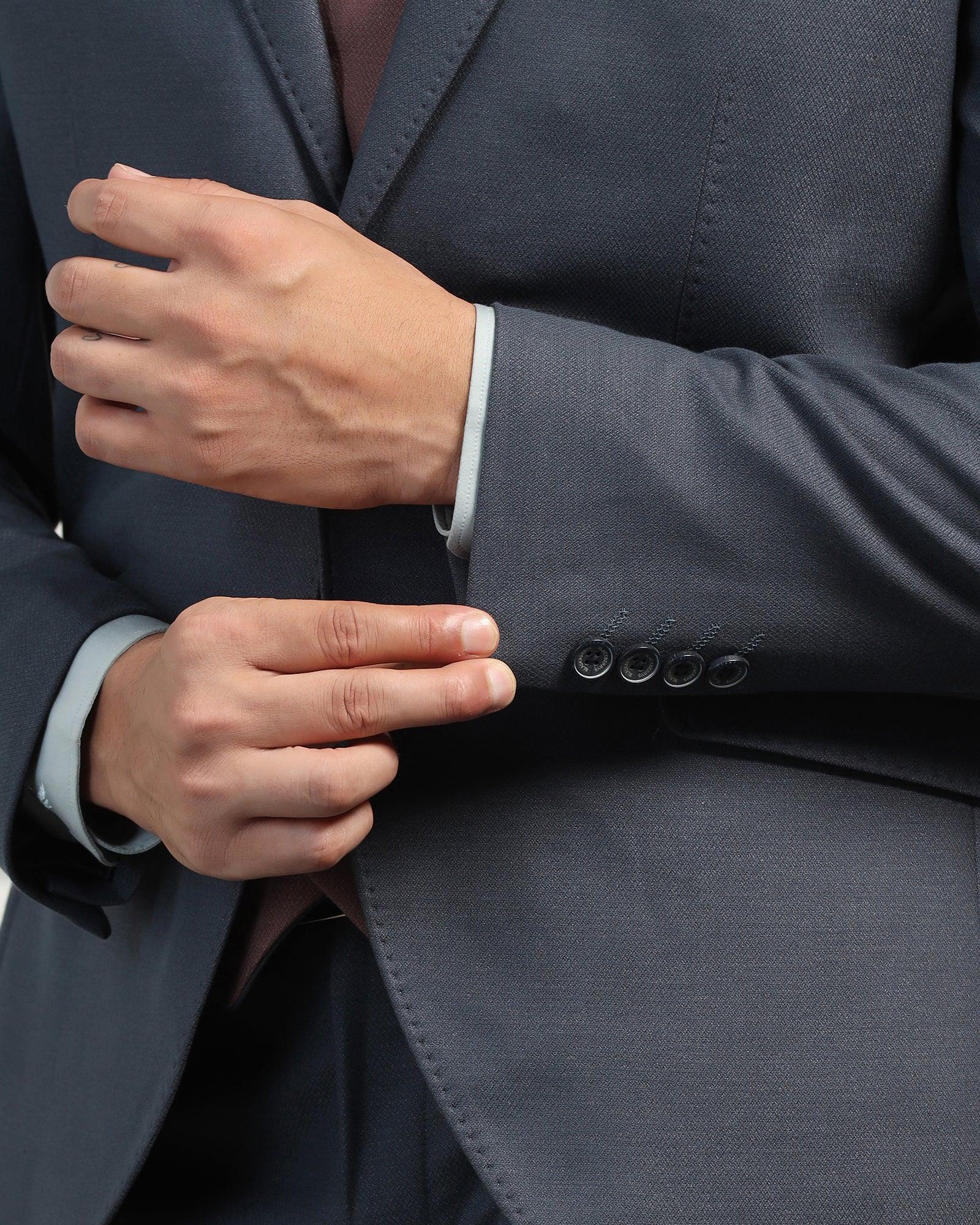 Three Piece Blue Textured Formal Suit - Donnie - Image 4