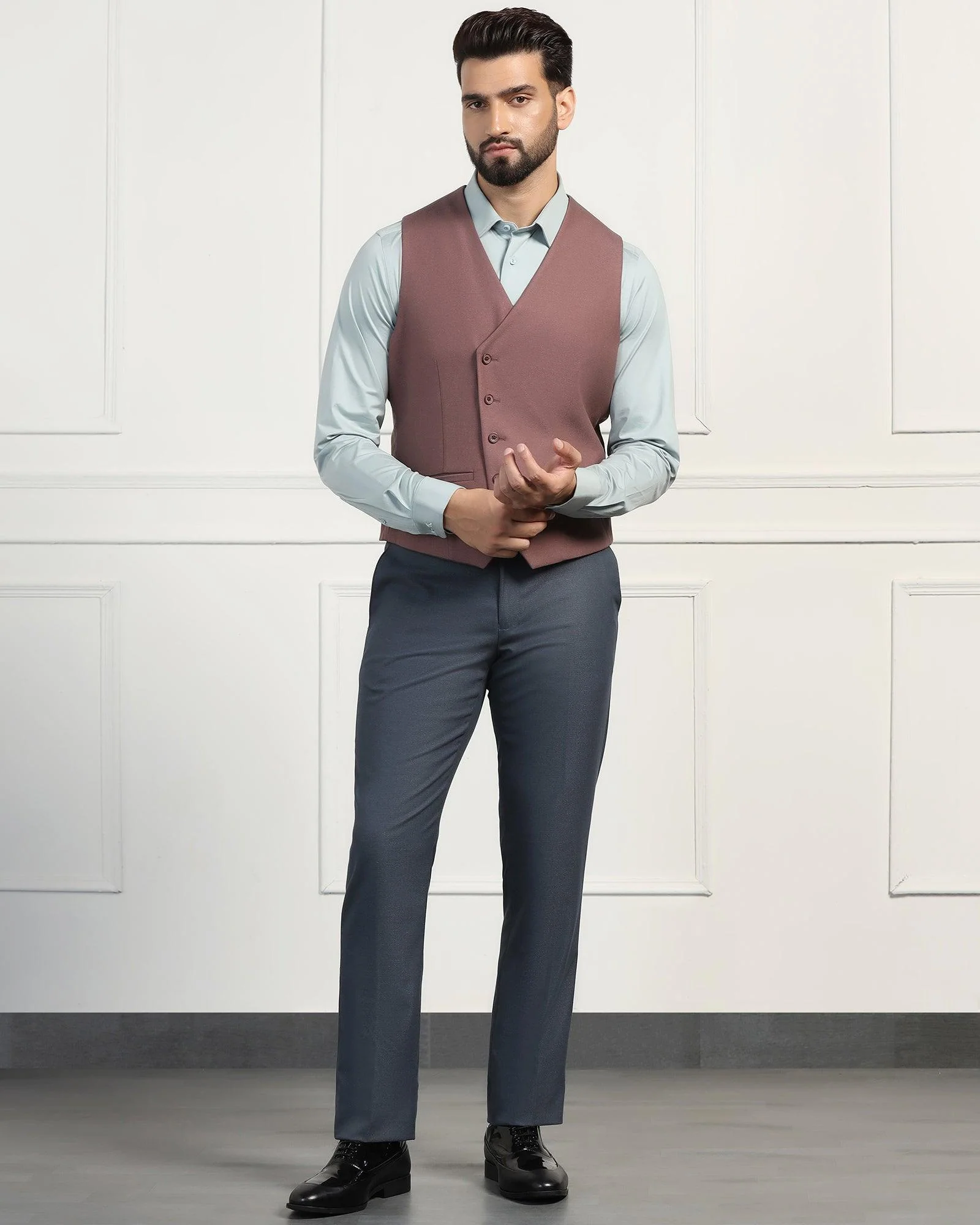 Three Piece Blue Textured Formal Suit - Donnie - Image 6