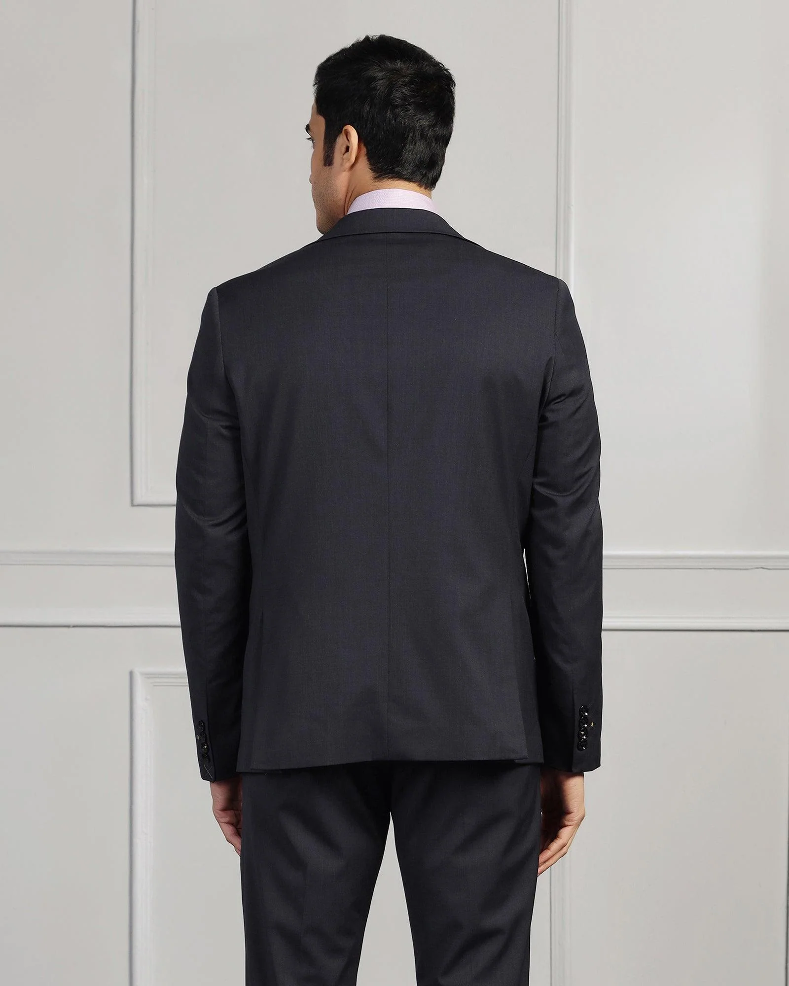 Luxe Three Piece Charcoal Solid Formal Suit - Keno - Image 2