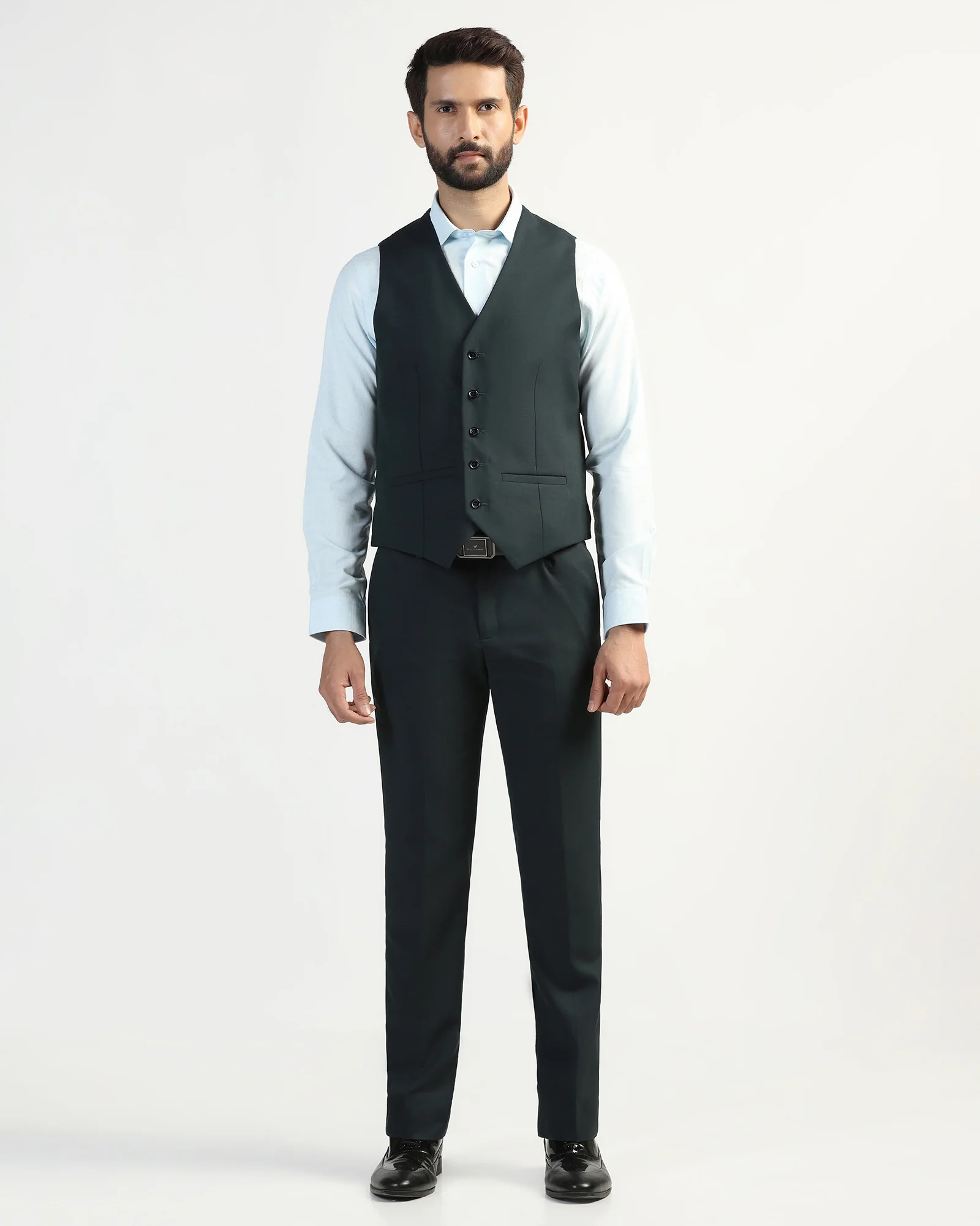 Three Piece Green Textured Formal Suit - Macren - Image 5