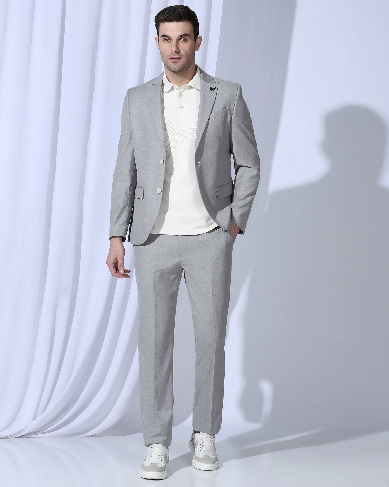 Three Piece Grey Solid Formal Suit - Oden - Image 8