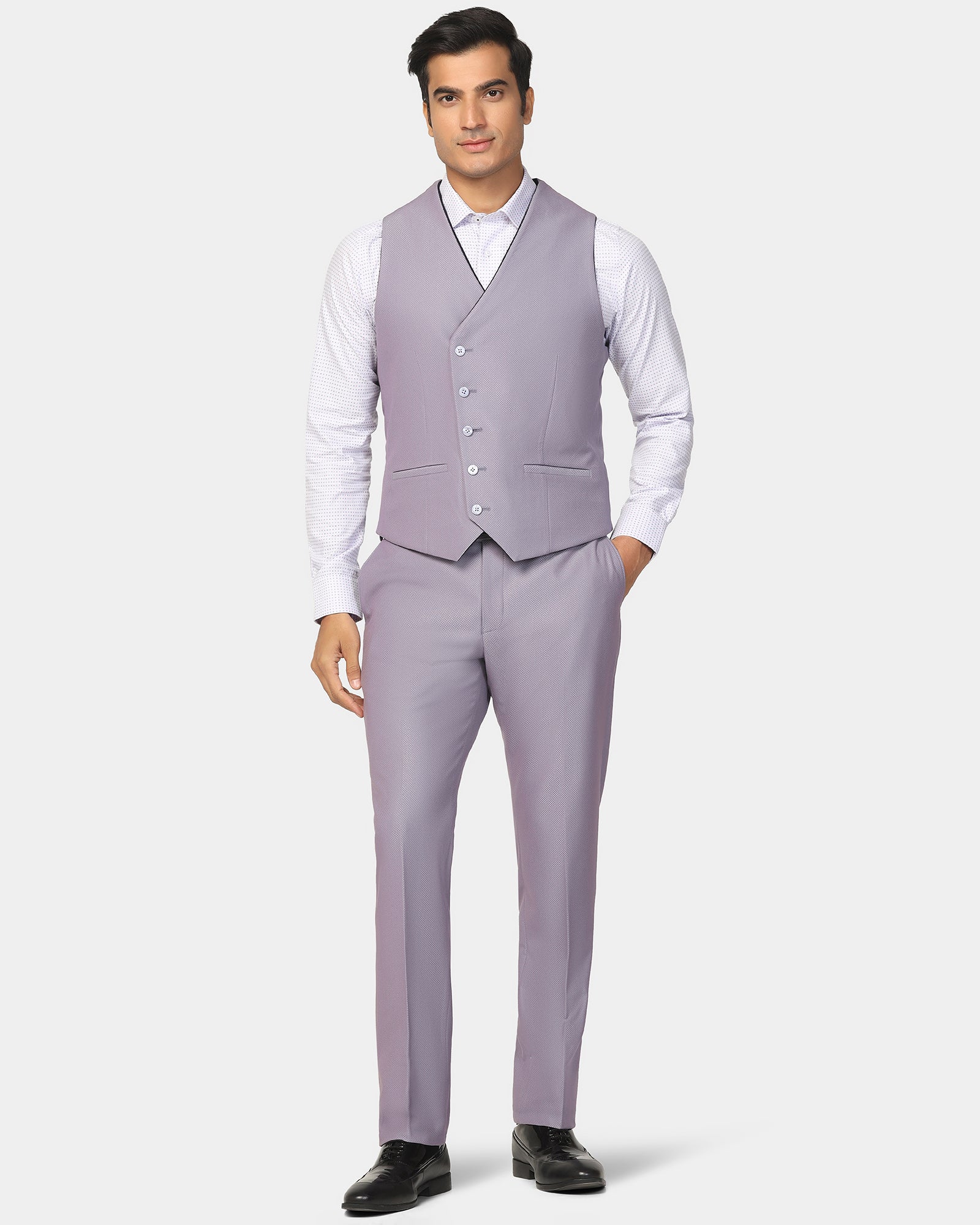 Three Piece Lavender Textured Formal Suit - Ronnie - Image 5
