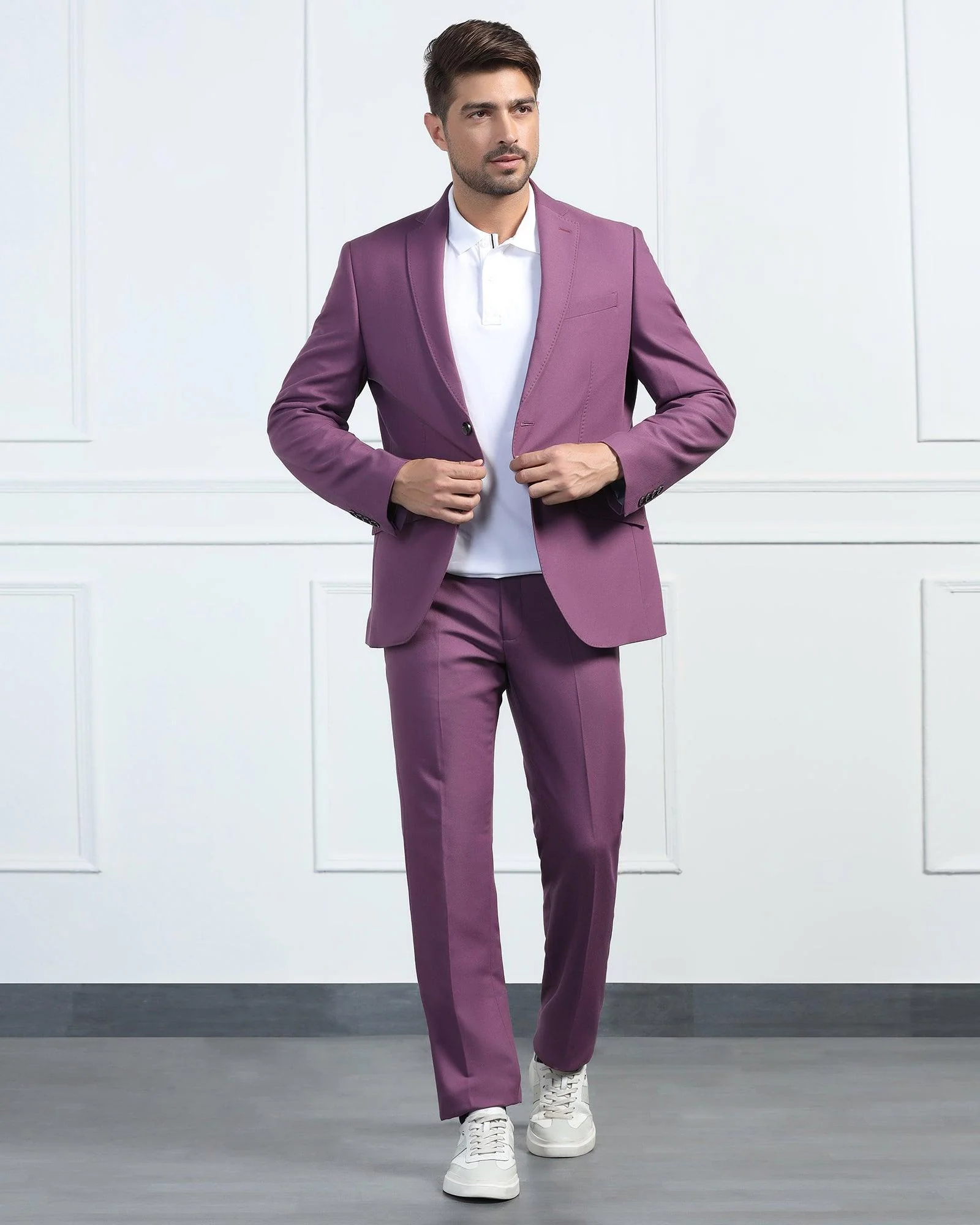 Three Piece Mauve Solid Formal Suit - Randle - Image 8