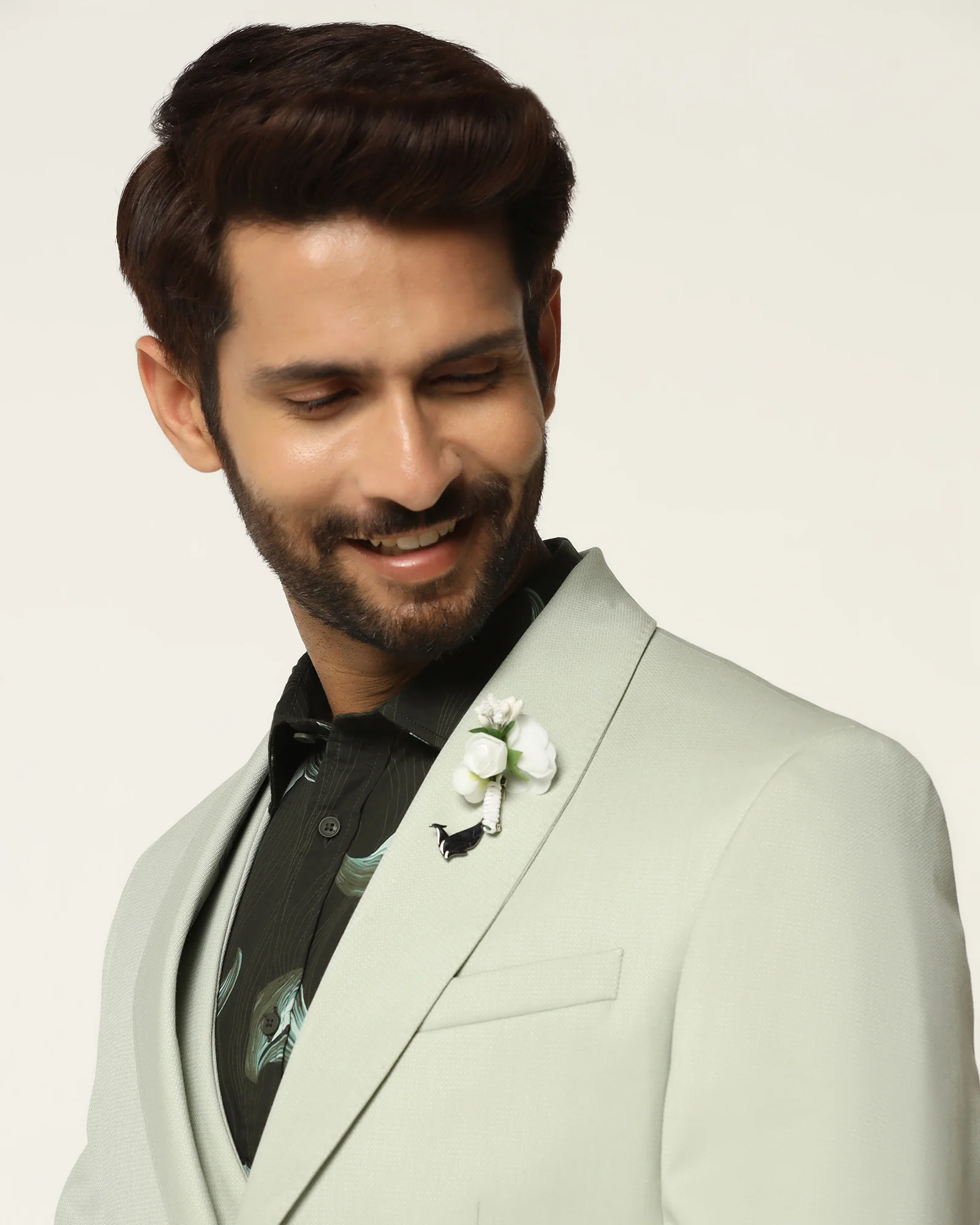 Three Piece Mint Textured Formal Suit - Steddle - Image 4