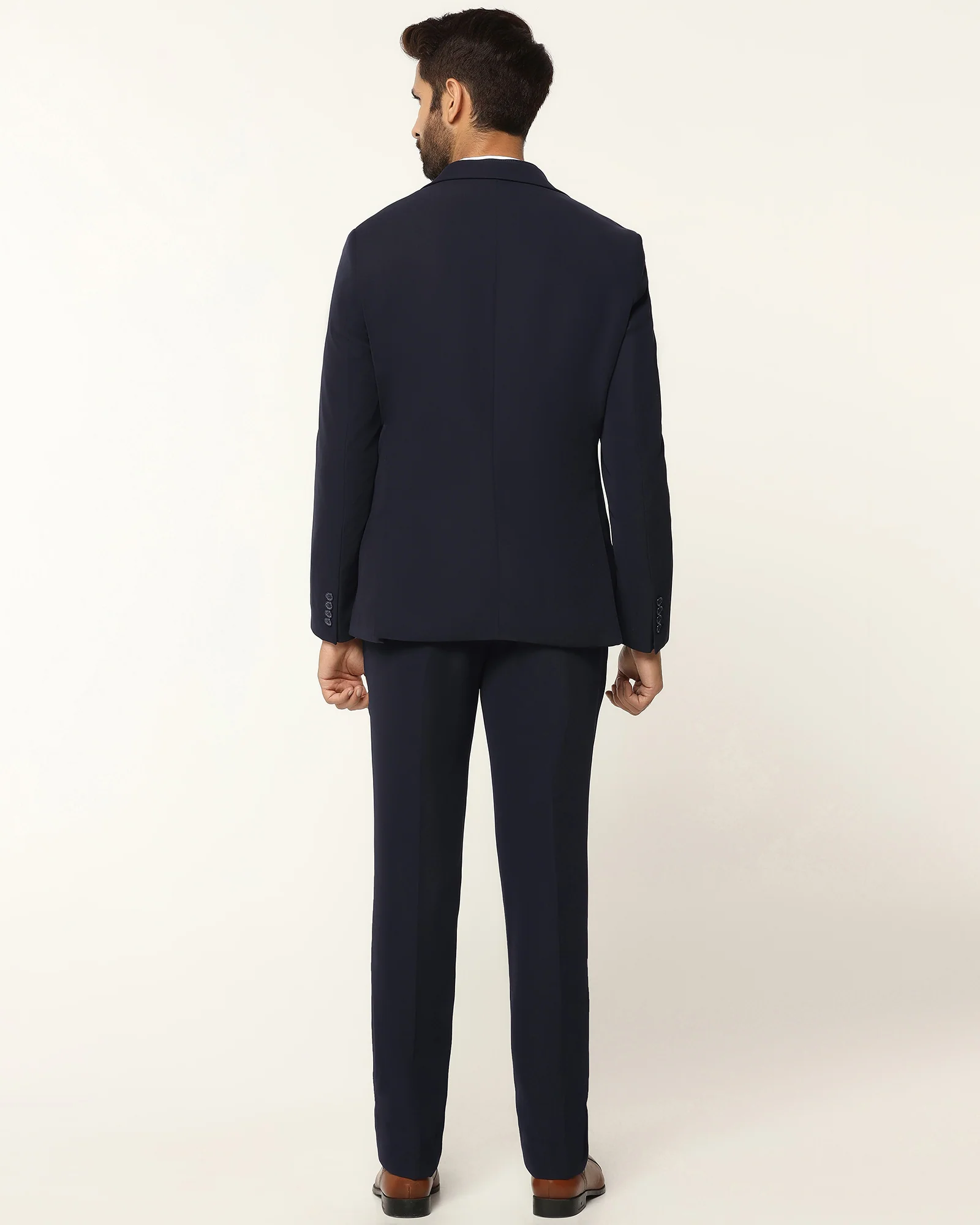 Three Piece Navy Textured Formal Suit - Josfer - Image 2